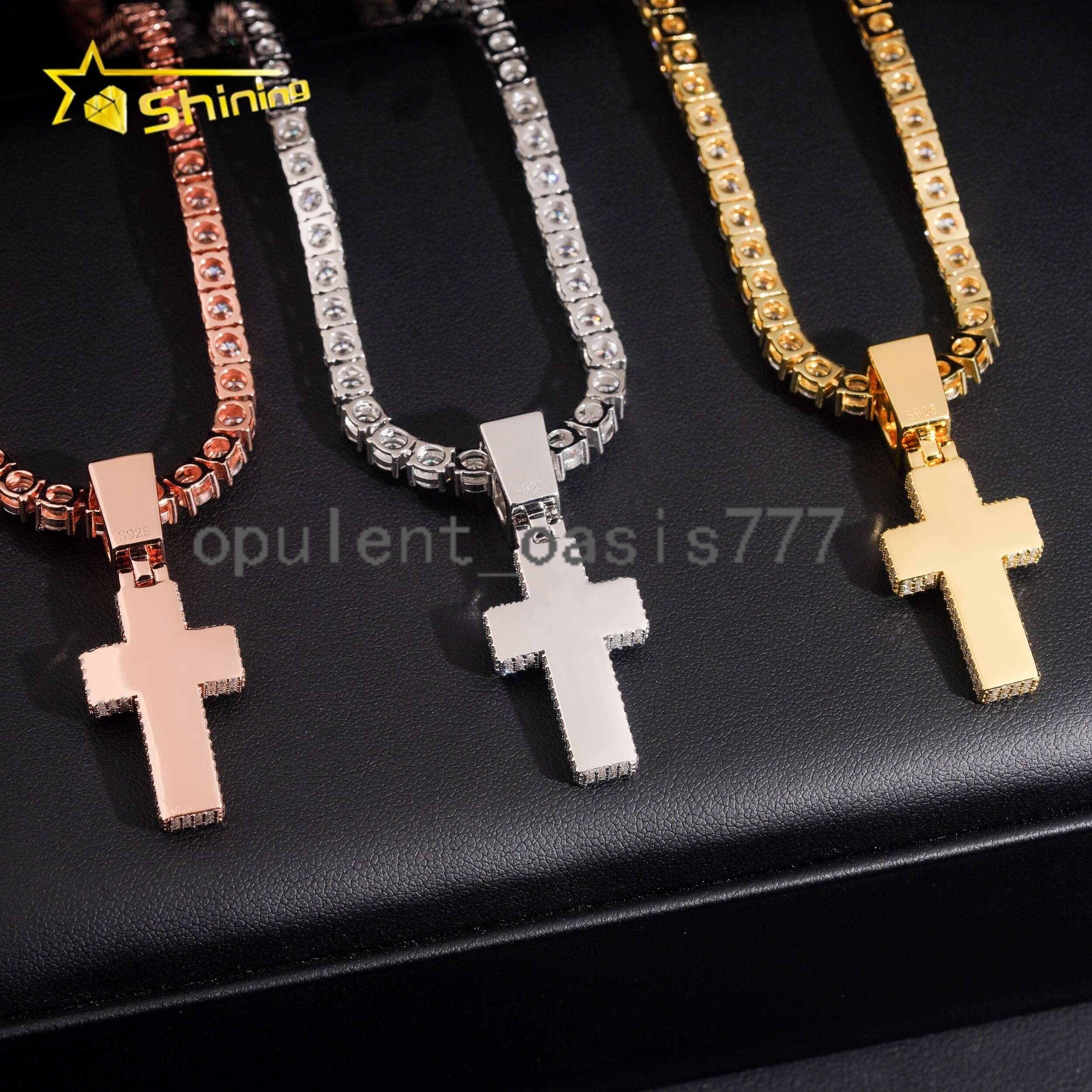 Fine Jewelry 925 Silver Iced Out Popular GRA Certificate Hip Hop Cross Moissanite Hip Hop Pendant