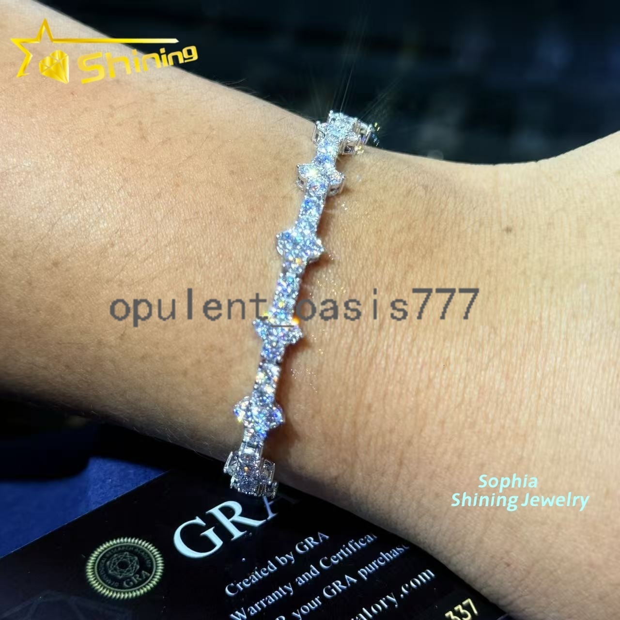 New Arrival Fashion Femme Design 925 SteRling Silver VVS Moissanite Diamond Iced Out Cross Tennis Chain Bracelet