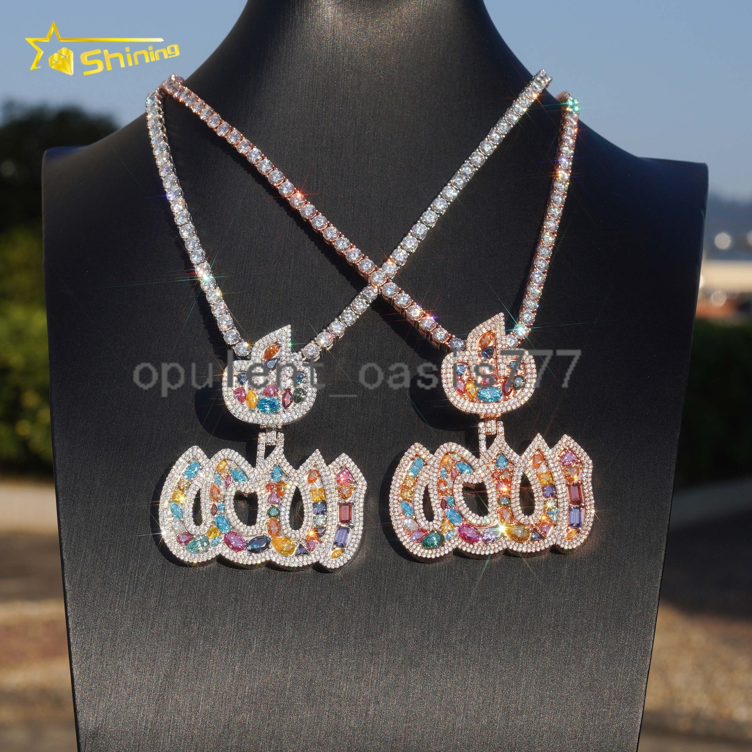 New Fashion Luxury Hip Hop Multi-color Allah Men 925 Sterling Silver Moissanite Iced Out Pendant
