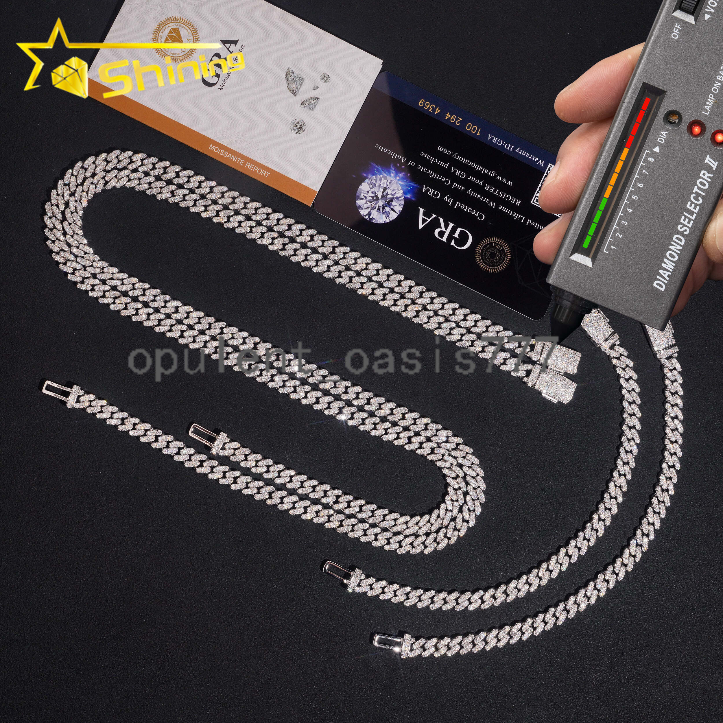 Hot Selling USA Warehouse Ready to Ship 6mm 925 Solid Silver Hip Hop Jewelry Iced Out VVS Diamond Cuban Link Chain Moissanite