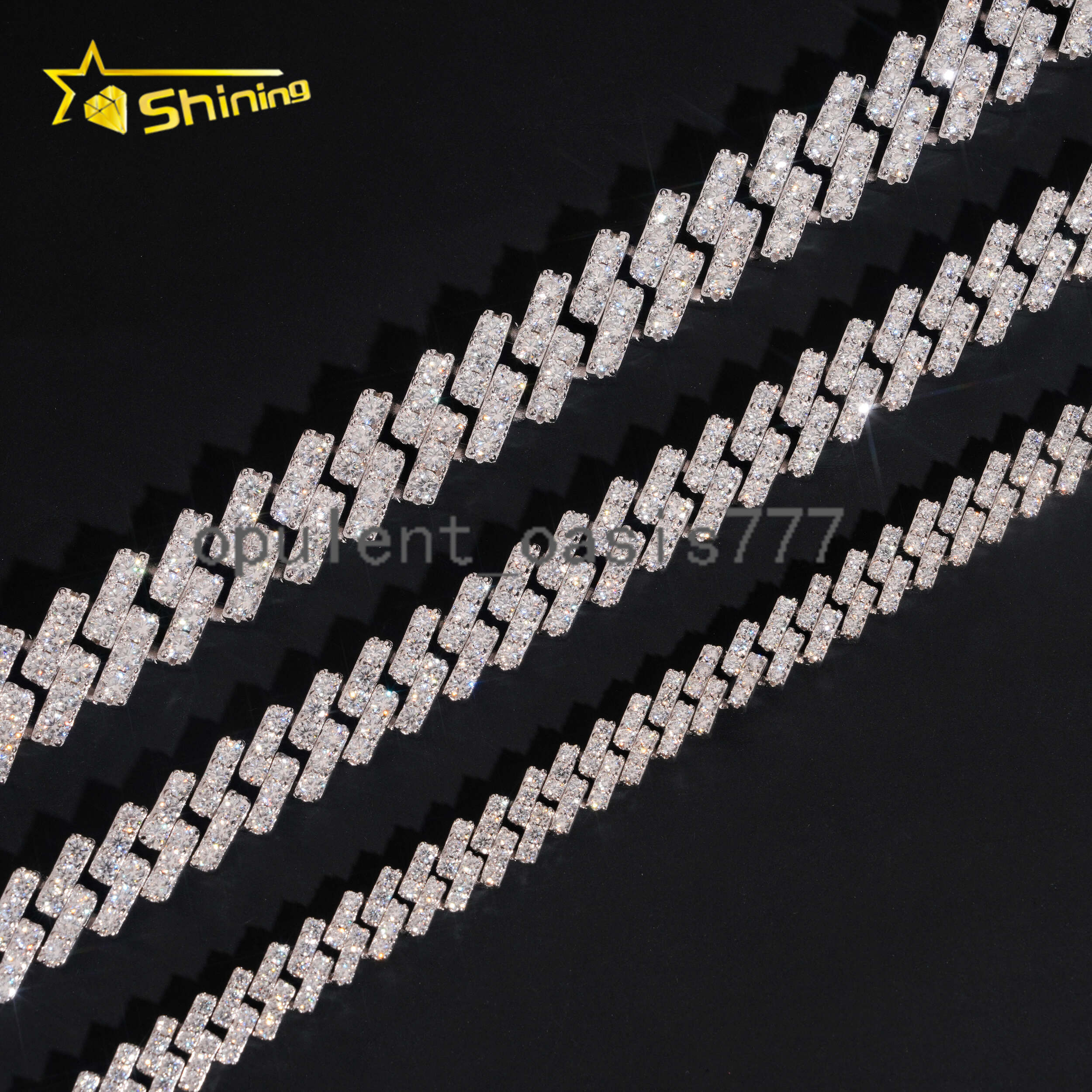 Hot Selling VVS Moissanite Chains Hip Hop 7mm 10mm 13mm One Row Moissanite Cuban Necklace Iced Out Link Chain Men