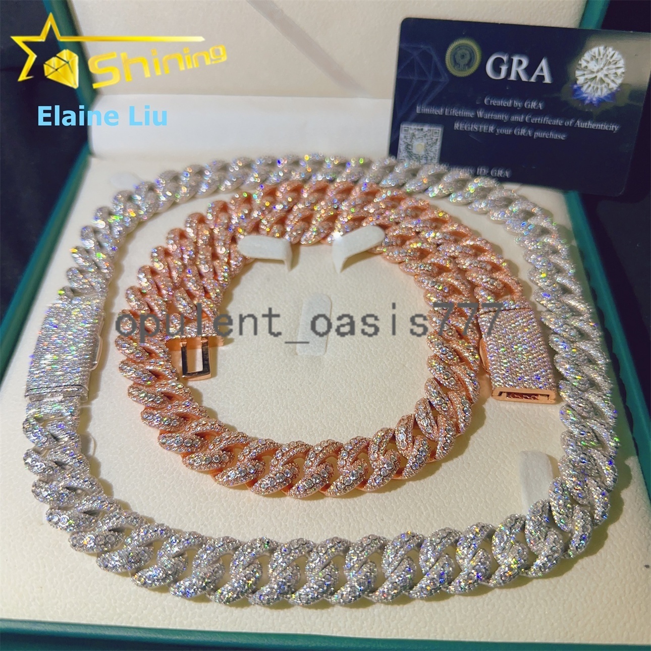 Pass Diamond Tester Hip Hop Jewelry 15mm Sterling Silver 925 Moissanite Cuban Miami VVS Moissanite Cuban Link Chain Necklace