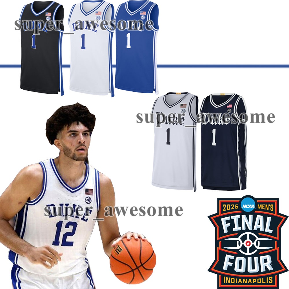 2026 Final Four Duke Basketball Jersey Cameron Boozer Isaiah Evans Patrick Ngongba II Caleb Foster Maliq Brown Flagg Christian Laettner Kon Knueppel Hill Tatum