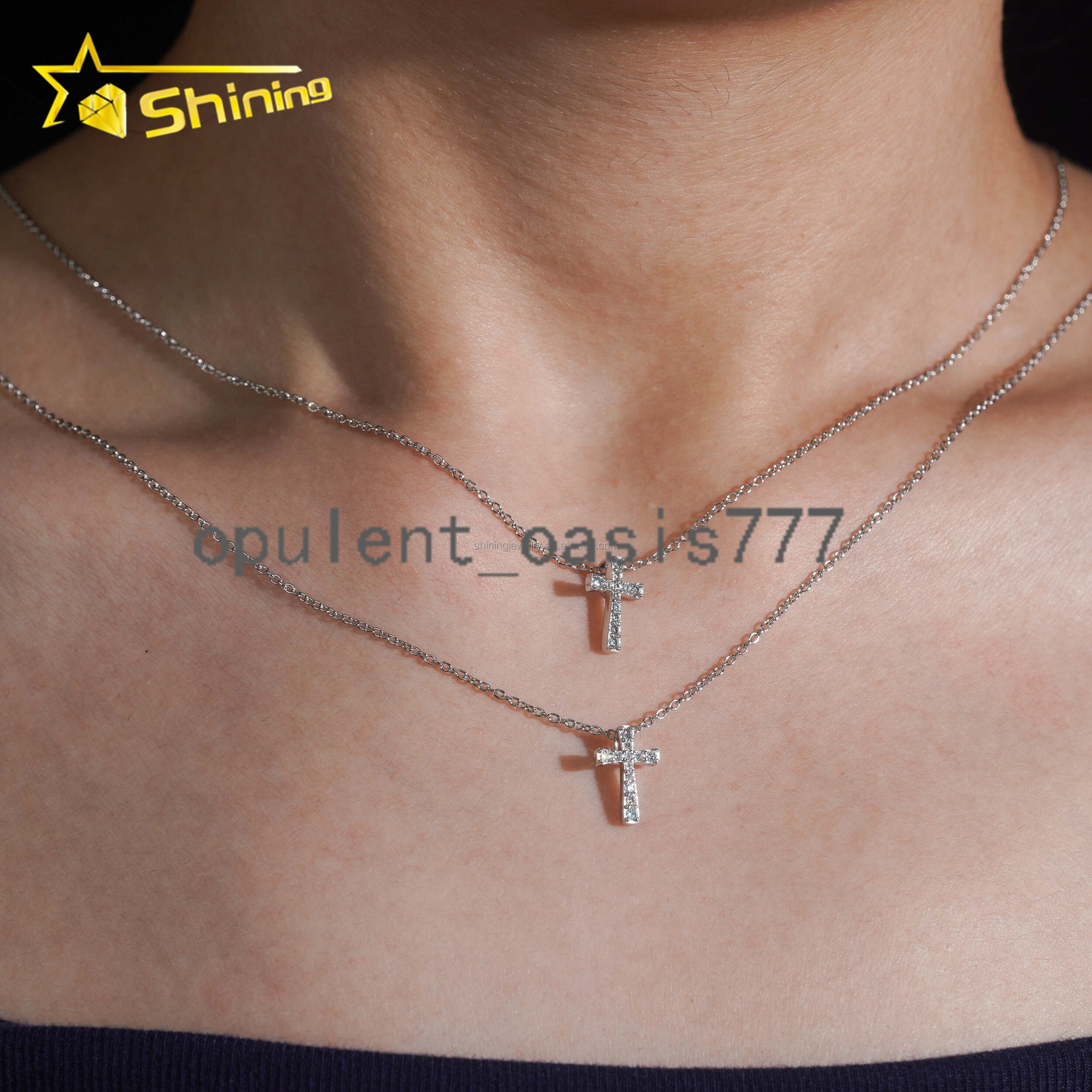 Elegant Style Female Gift From USA GRA Certified 925 Sterling Silver Rhodium Plated VVS1 Moissanite Diamond Cross Pendant