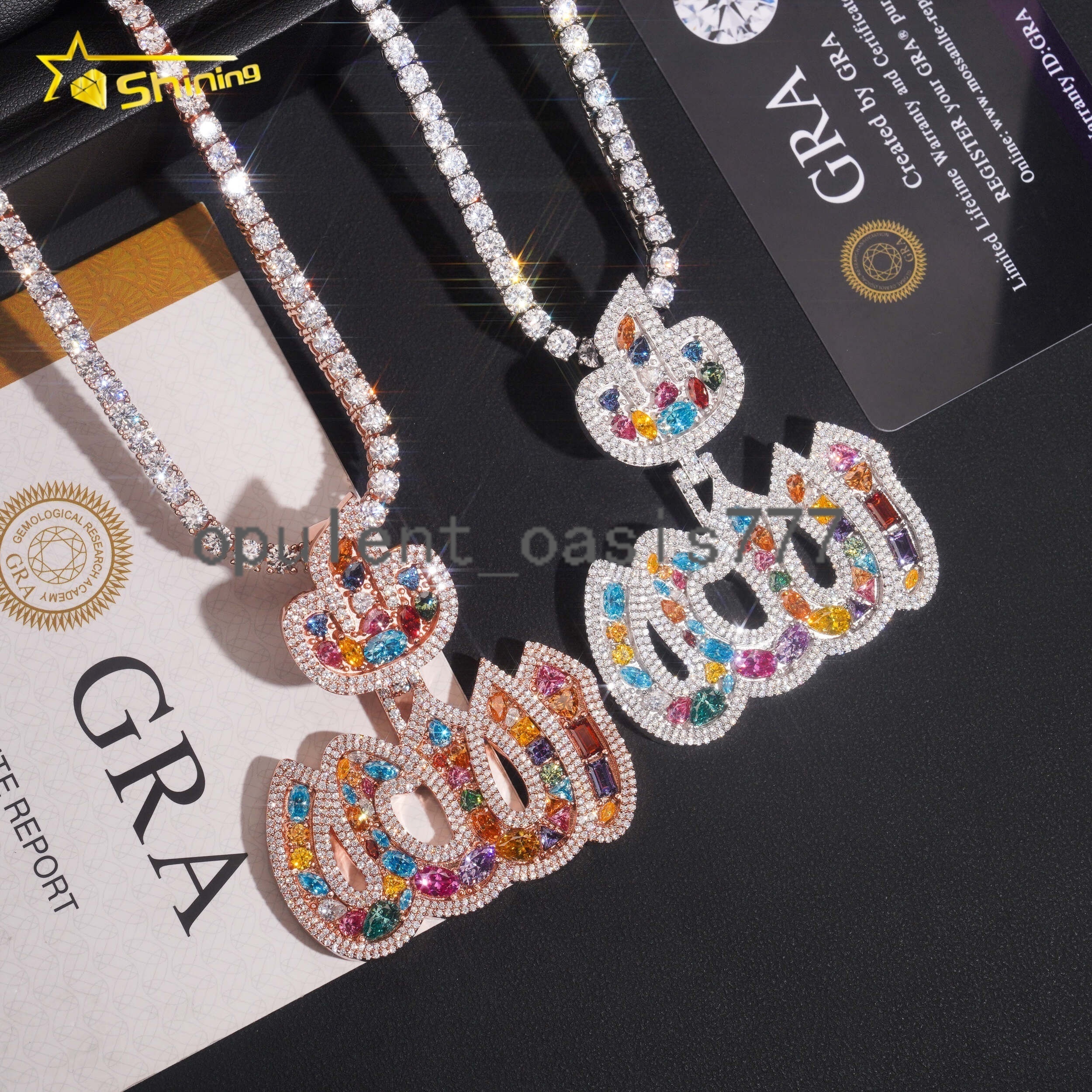 New Fashion Luxury Hip Hop Multi-color Allah Men 925 Sterling Silver Moissanite Iced Out Pendant