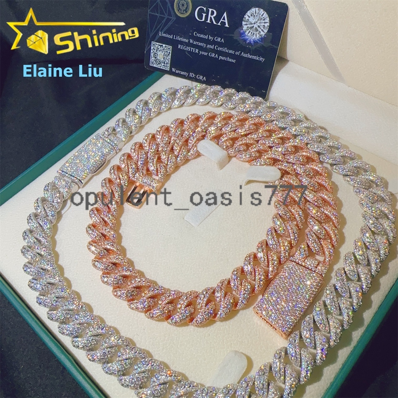 Pass Diamond Tester Hip Hop Jewelry 15mm Sterling Silver 925 Moissanite Cuban Miami VVS Moissanite Cuban Link Chain Necklace