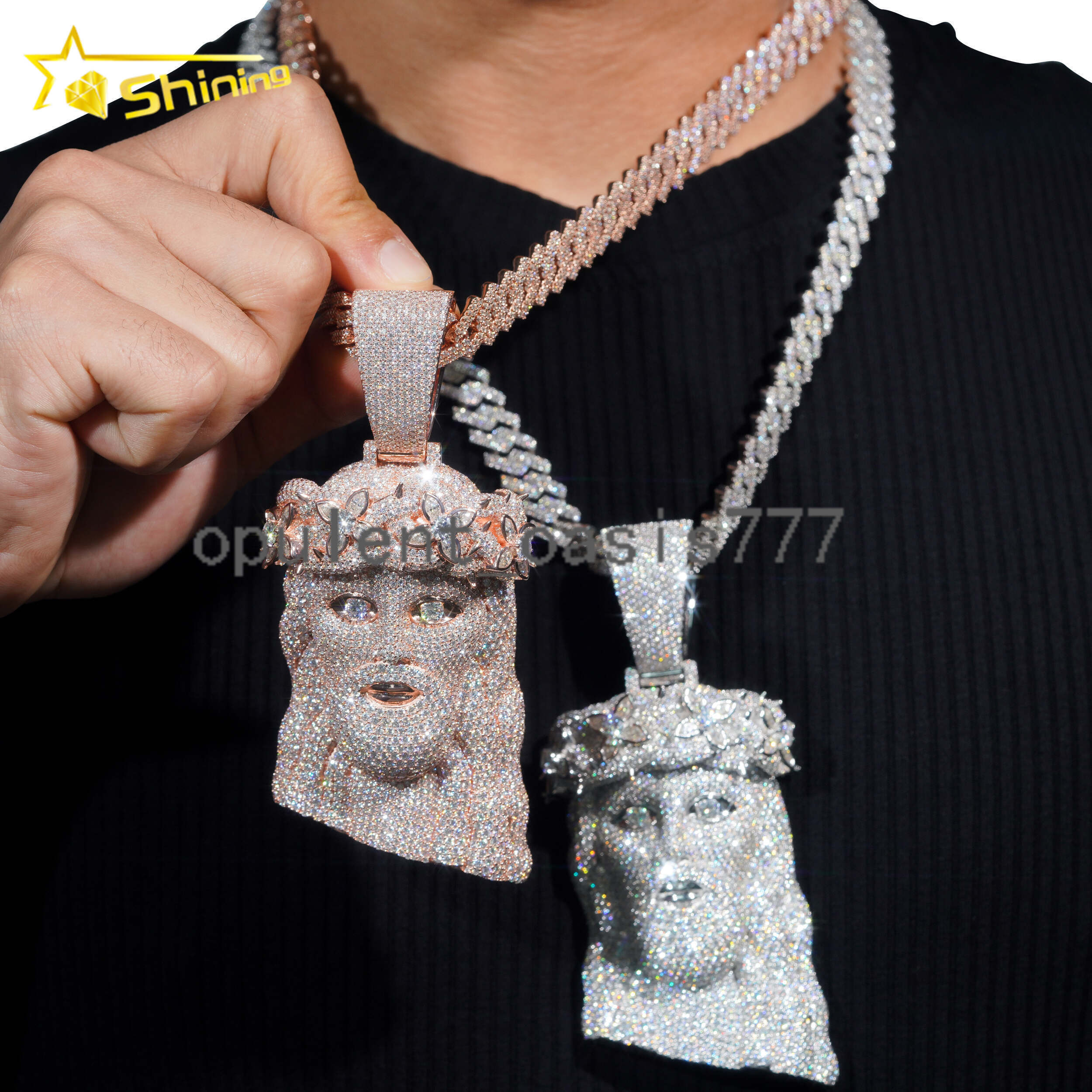 Hip Hop Jewelry Rapper Big Jesus Pendant 5 Inch Height 925 Sterling Silver VVS Moissanite Pendants Moissanite Pendant