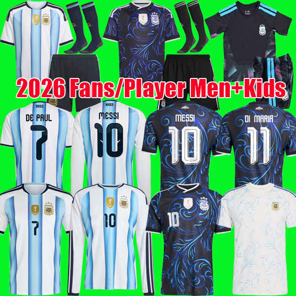 2026 World Cup Argentina messis Fans player version 3 stars soccer Jersey 50th anniversary football shirt kit Mens Kids kit sets