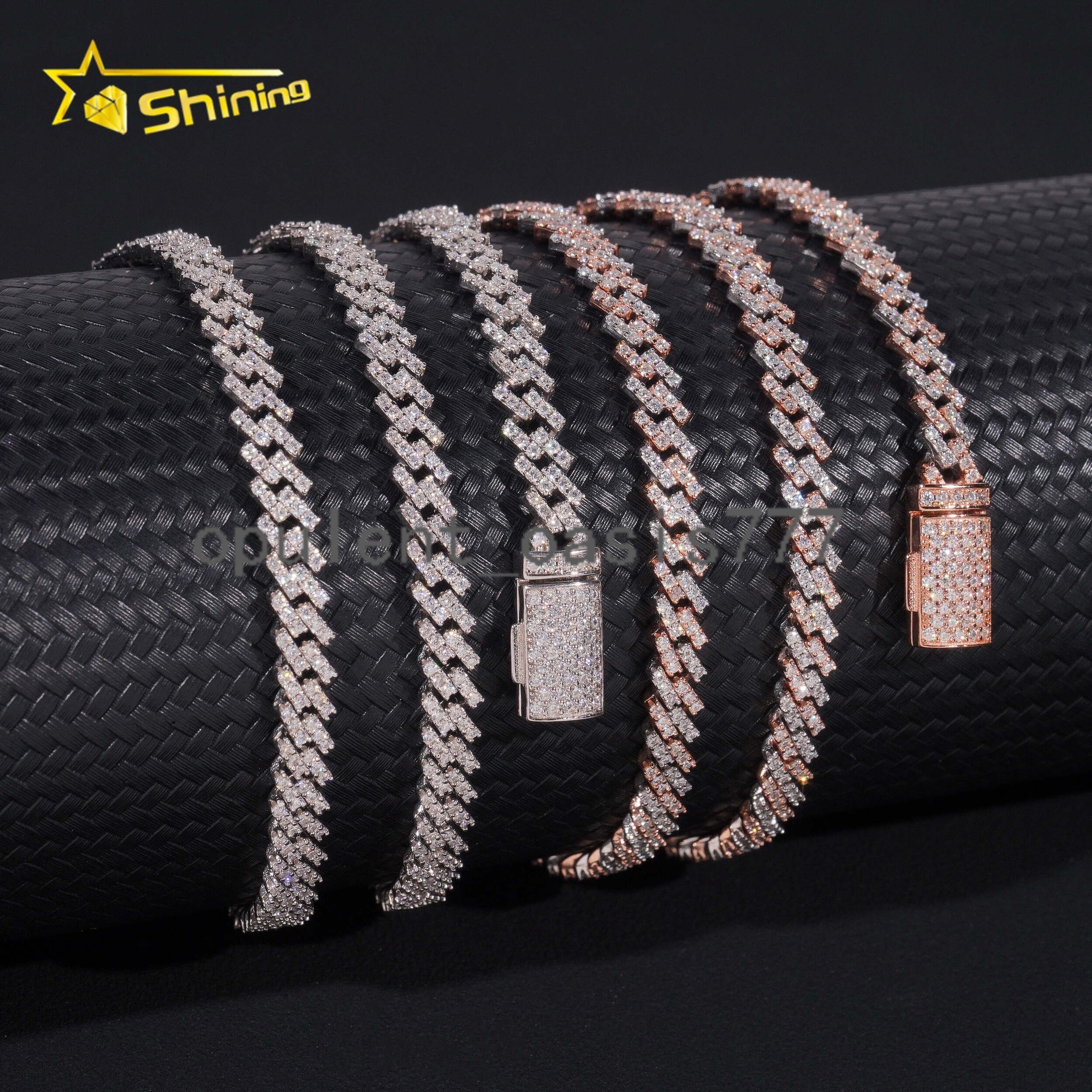 Pass Diamond Tester Iced Out One Row Hip Hop Thin 5mm Width 925 Sliver Moissanite Cuban Link Chain