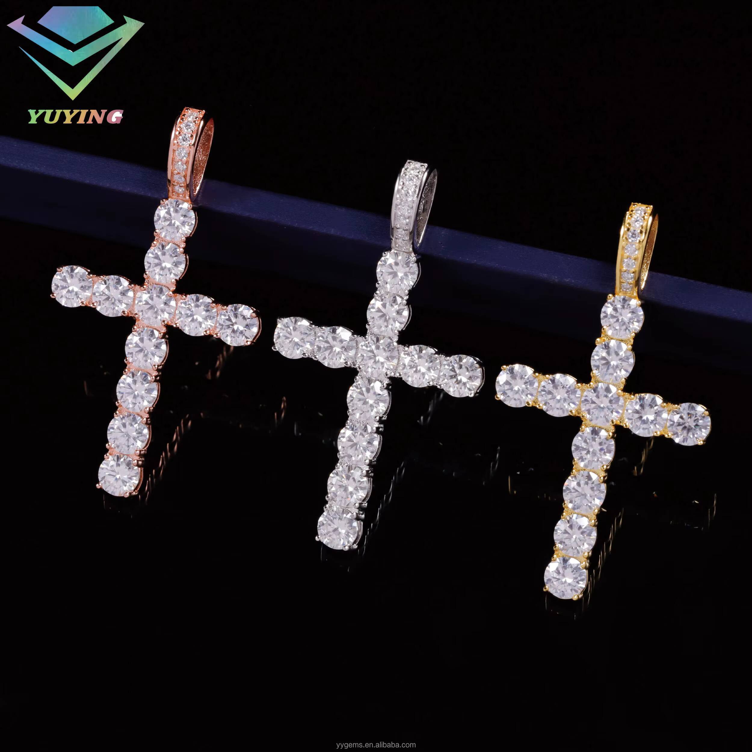 Ready to Ship Cross Pendant 2mm 3mm 4mm 5mm 925 Silver Pass Tester VVS Diamondfor Chain Cross Moissanite Tennis Pendant