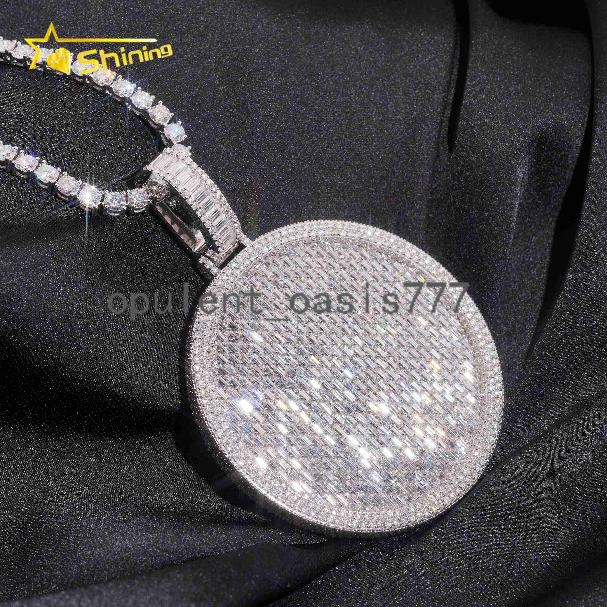 Custom Made Hip Hop Rapper Jewelry Iced Out Baguette 925 Silver Moissanite Iced Out Pendant
