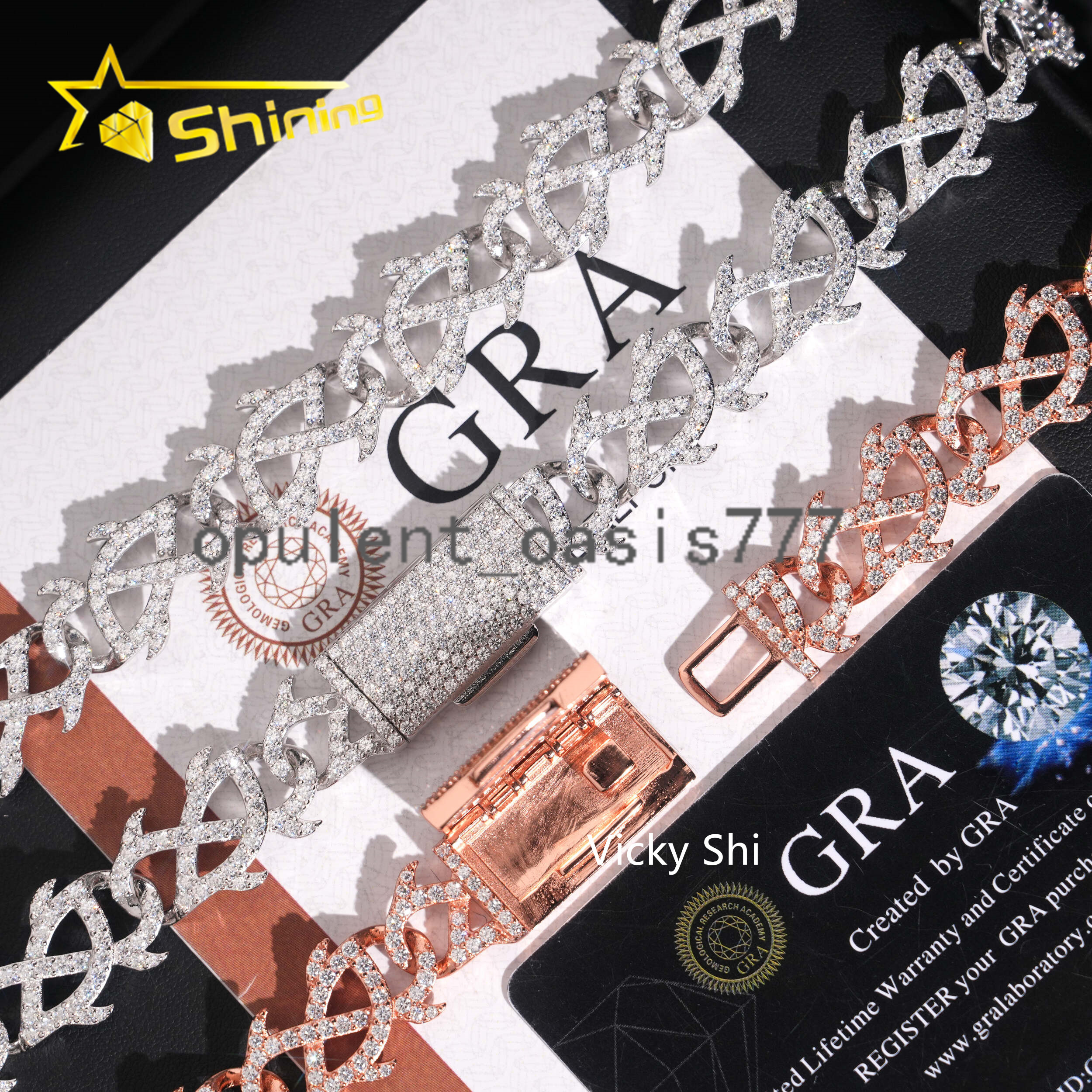 Hip Hop 15mm Thorns Style Cuban Link Chain 925 Sterling Silver Moissanite Jewelry GRA Certificated Iced Out Mens Chain Necklace