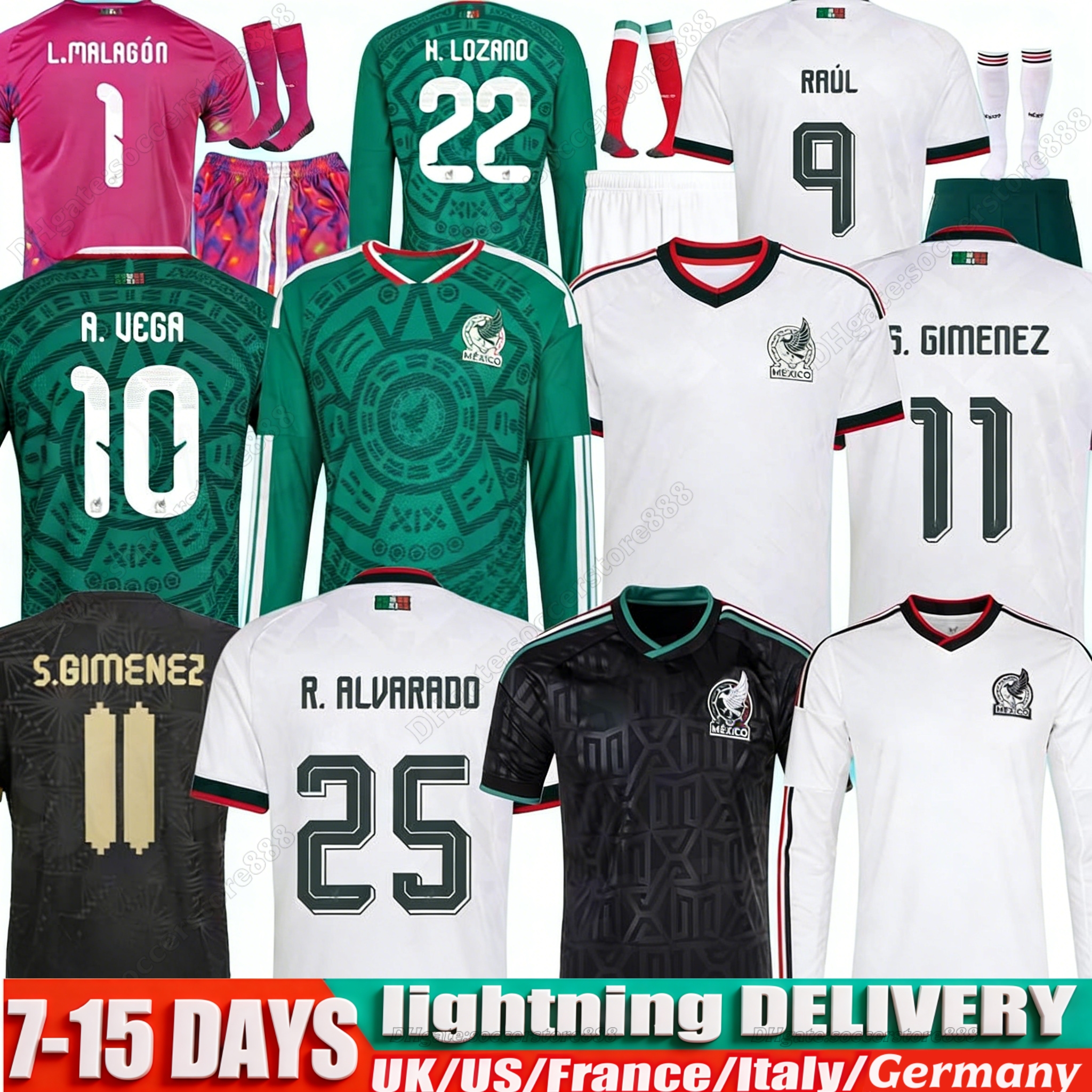 Green Mexico jersey 2026 World Cup Home away Kit soccer jerseys A. VEGA C. HUERTA L. ROMO RAUL football shirts men kids kit set Third GK training uniform women long sleeve