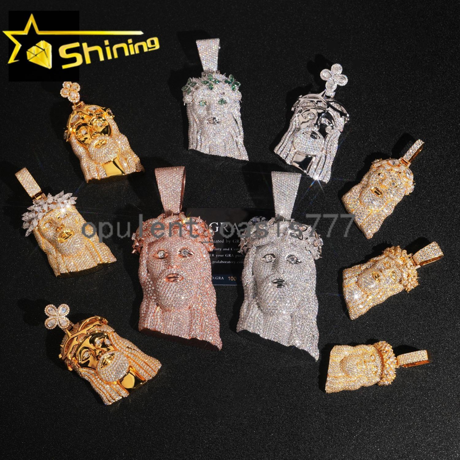 Hip Hop Jewelry Rapper Big Jesus Pendant 5 Inch Height 925 Sterling Silver VVS Moissanite Pendants Moissanite Pendant