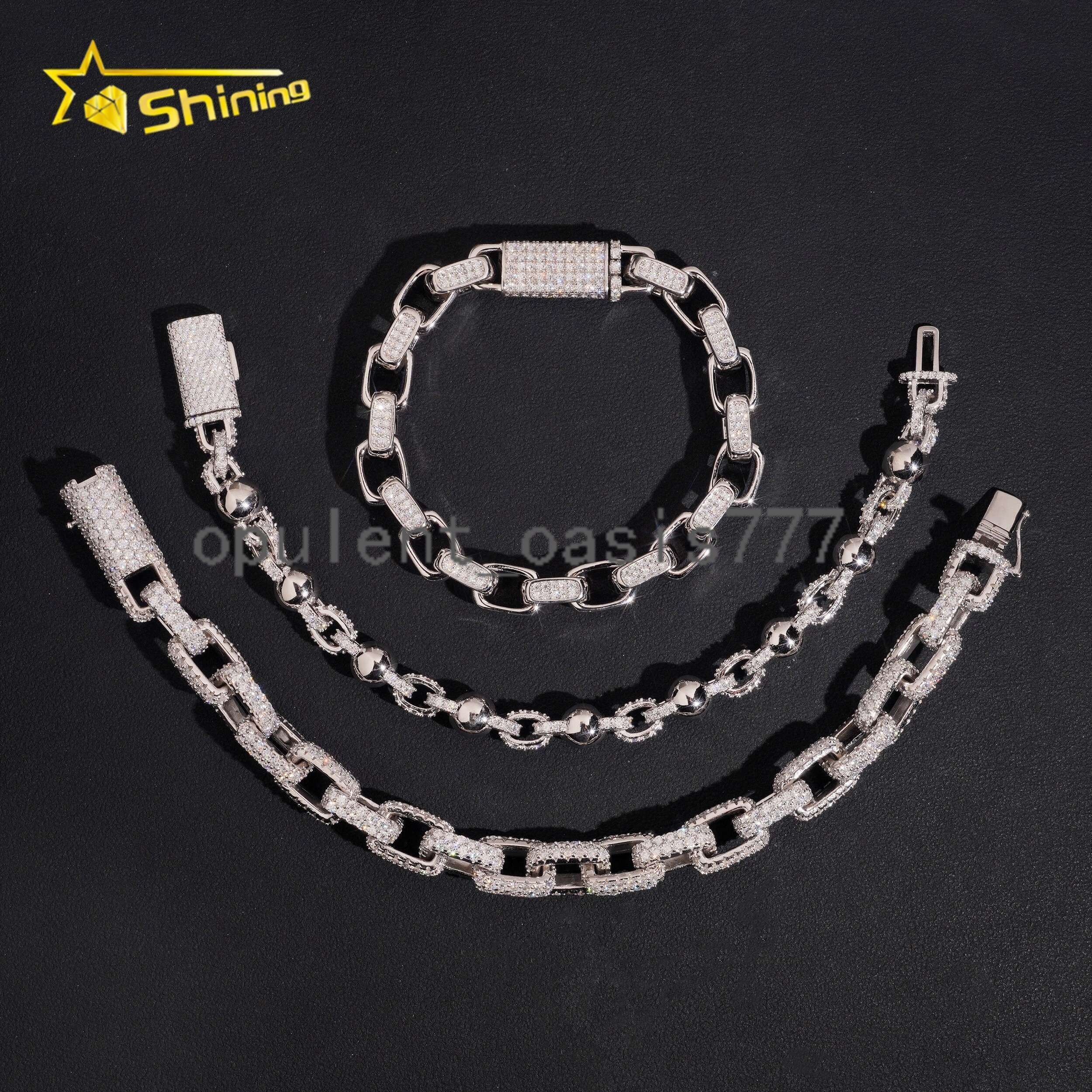 Fine Jewelry 8mm 10mm Infinity Iced Out VVS Moissanite Bracelet GRA Certificated 925 Silver Men Moissanite Cuban Bracelet