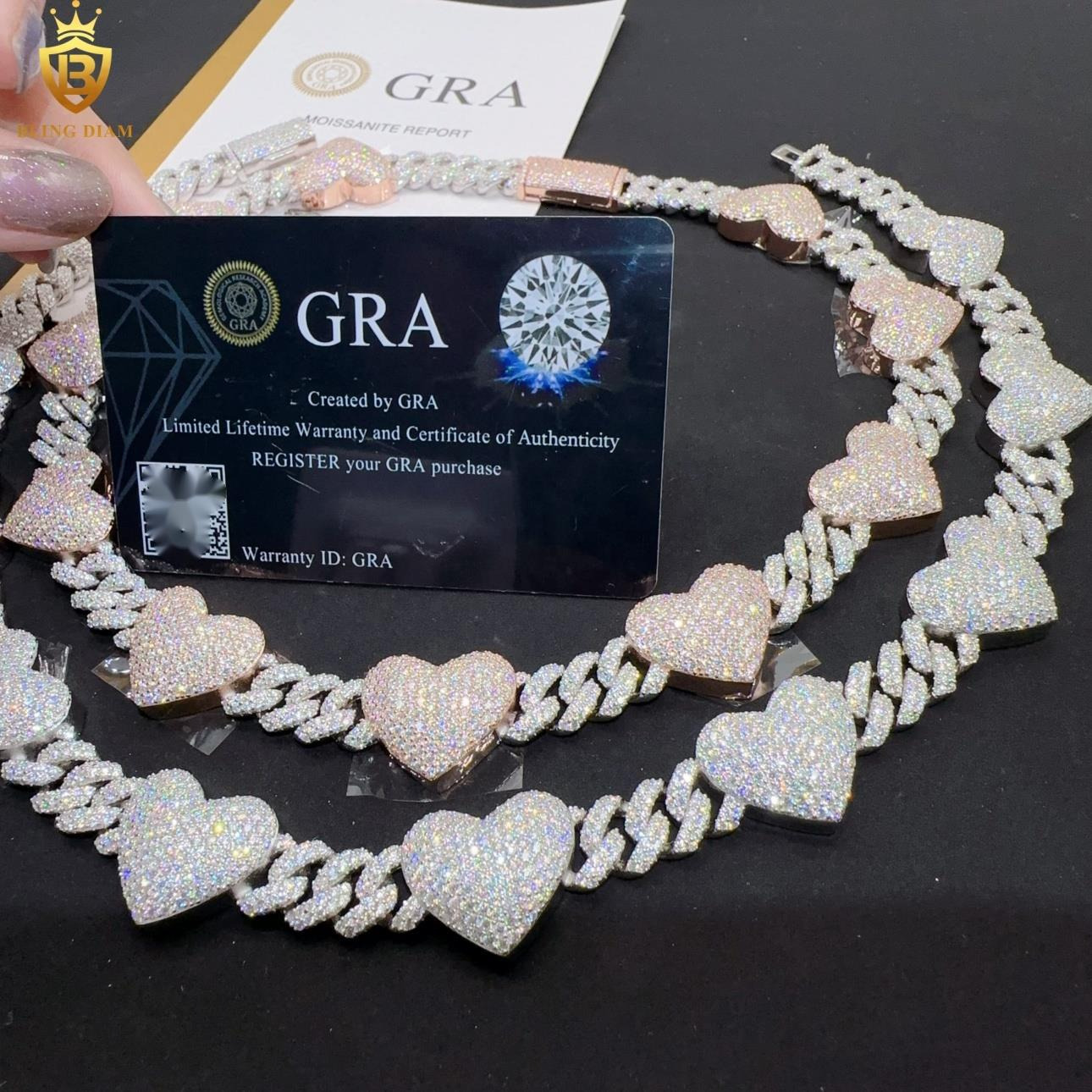 High Quality Fine Jewelry D Color VVS Moissanite Diamond High Quality Iced Out Buss Down Necklace Miami Cuban Link Chain
