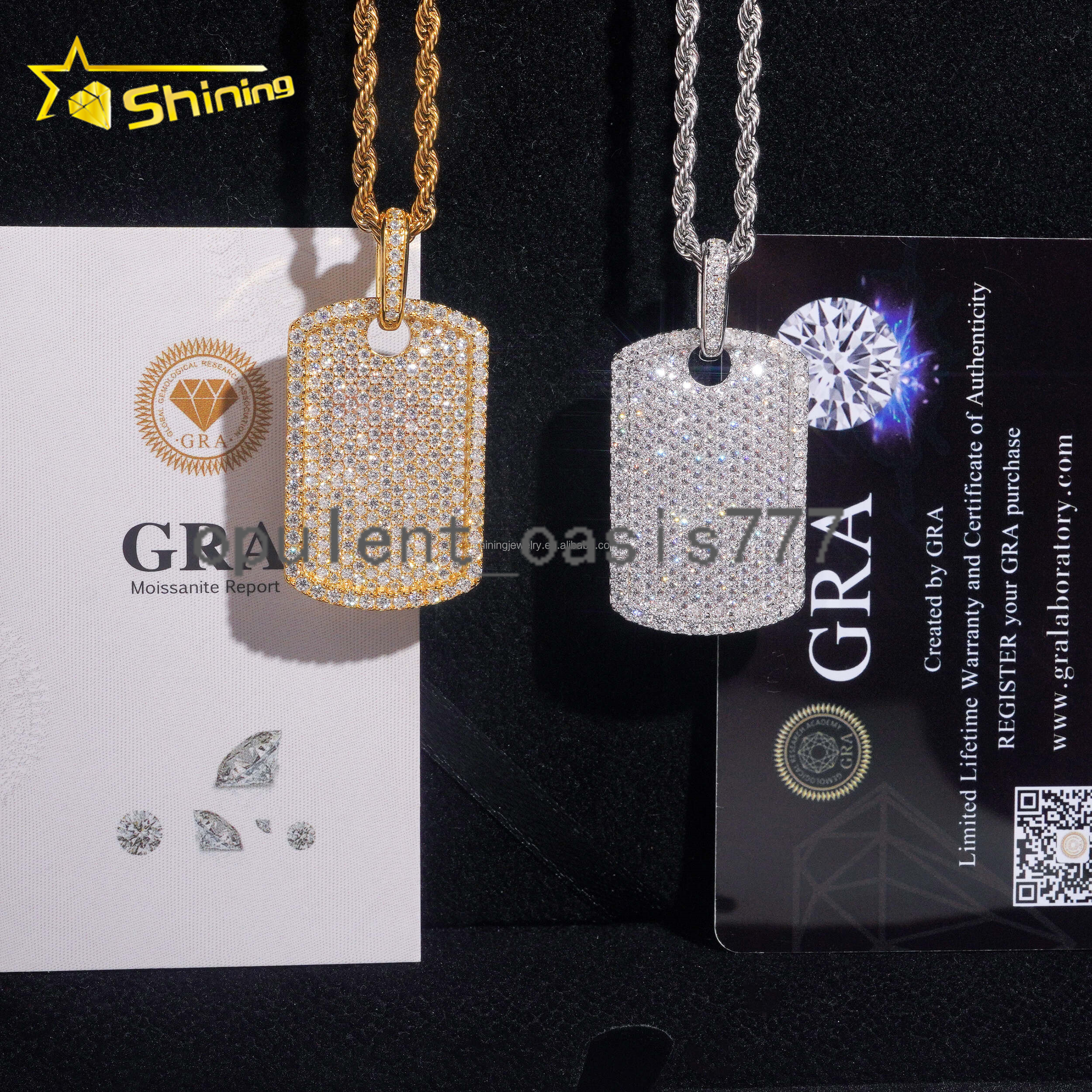 Rapper Popular Style Unisex Hot Selling GRA Certified 925 Silver Gold Plated VVS1 Moissanite Diamond Dog Tag Pendant Gift