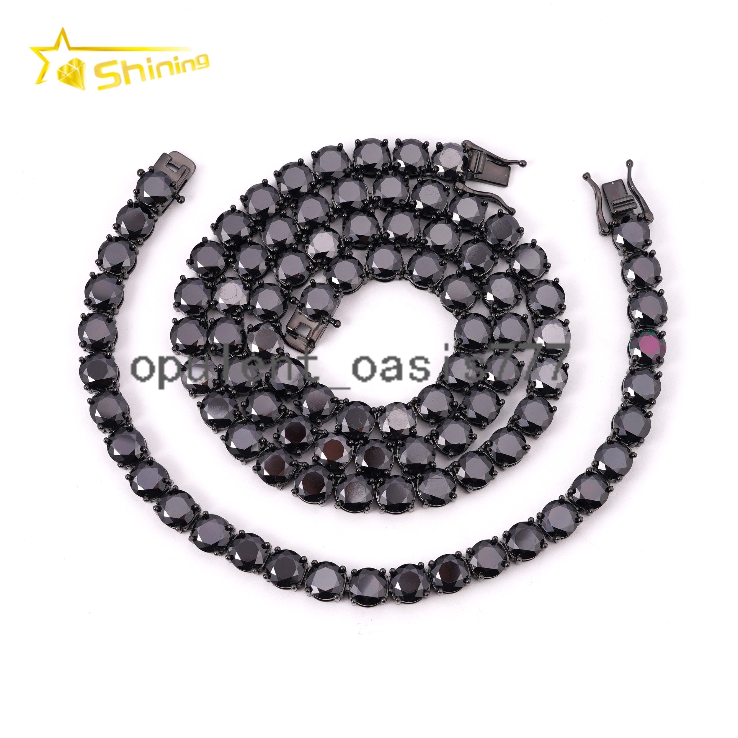 Hip Hop Jewelry GRA Certificate Black Gold Plated 925 Silver Necklace Black Moissanite Tennis Chain