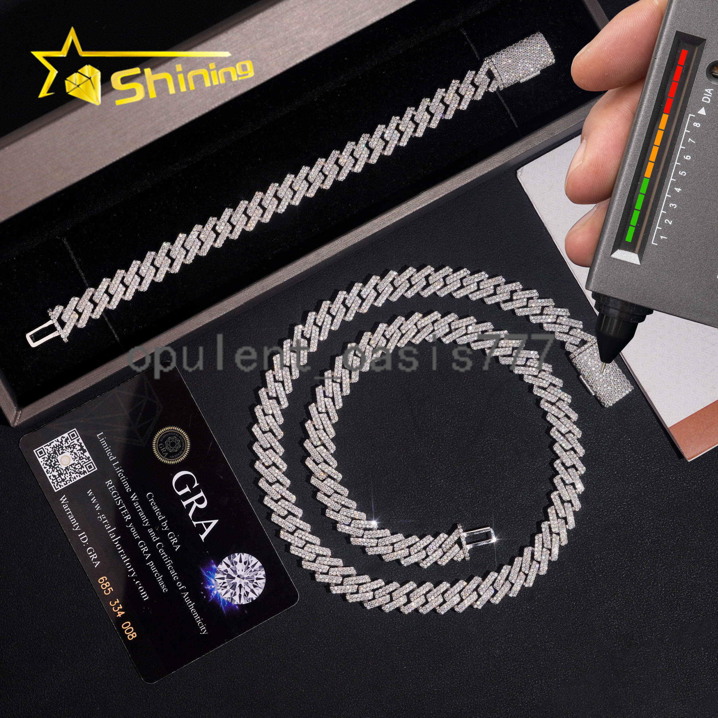 Popular Iced Out 10mm Width 2 Rows Moissanite Cuban Link Hip Hop Jewelry 925 Silver Necklace Custom Cuban Link Chain for Men