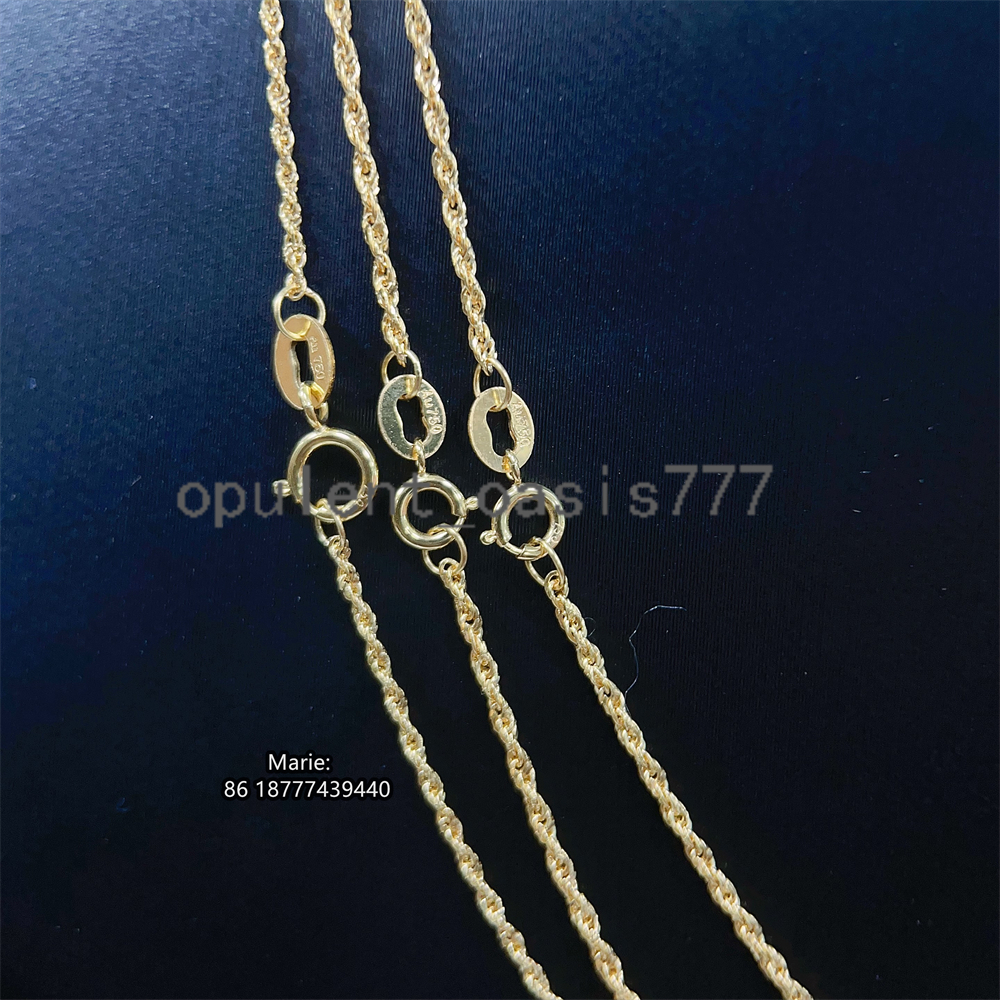 Bulk Sale Twisted Link Rope Chain Solid Gold Jewelry Gold 18k Real Au750 18k Real Gold Chain Jewelry 18k Rope Chain