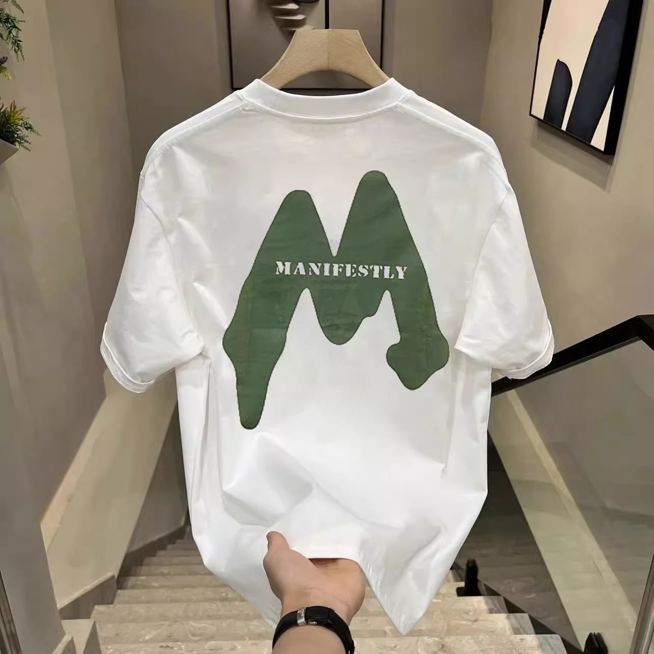 2026 Men's Knitted Short Sleeve T-Shirt, Summer Cotton Trendy Brand Loose Versatile Top, Breathable & Comfortable