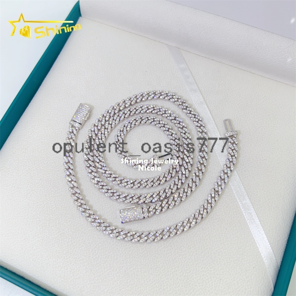 Ready to Ship 925 Silver Thin 6mm Vvs Diamond Cuban Link Chain Women Iced Moissanite Cuban Chain