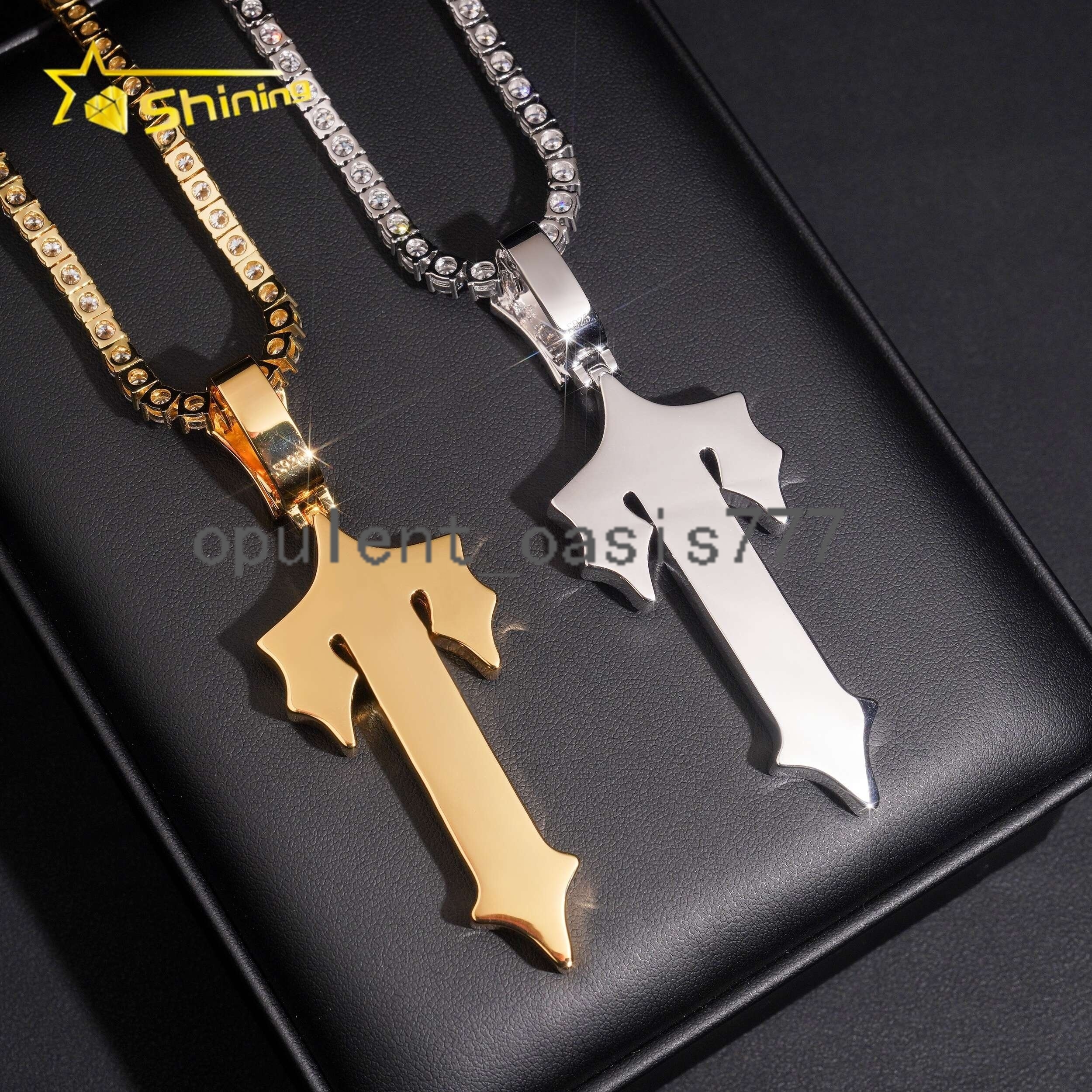Hip Hop Luxury 925 Sterling Silver Gold Plated Iced Out Charm VVS Moissanite Diamond Pendant