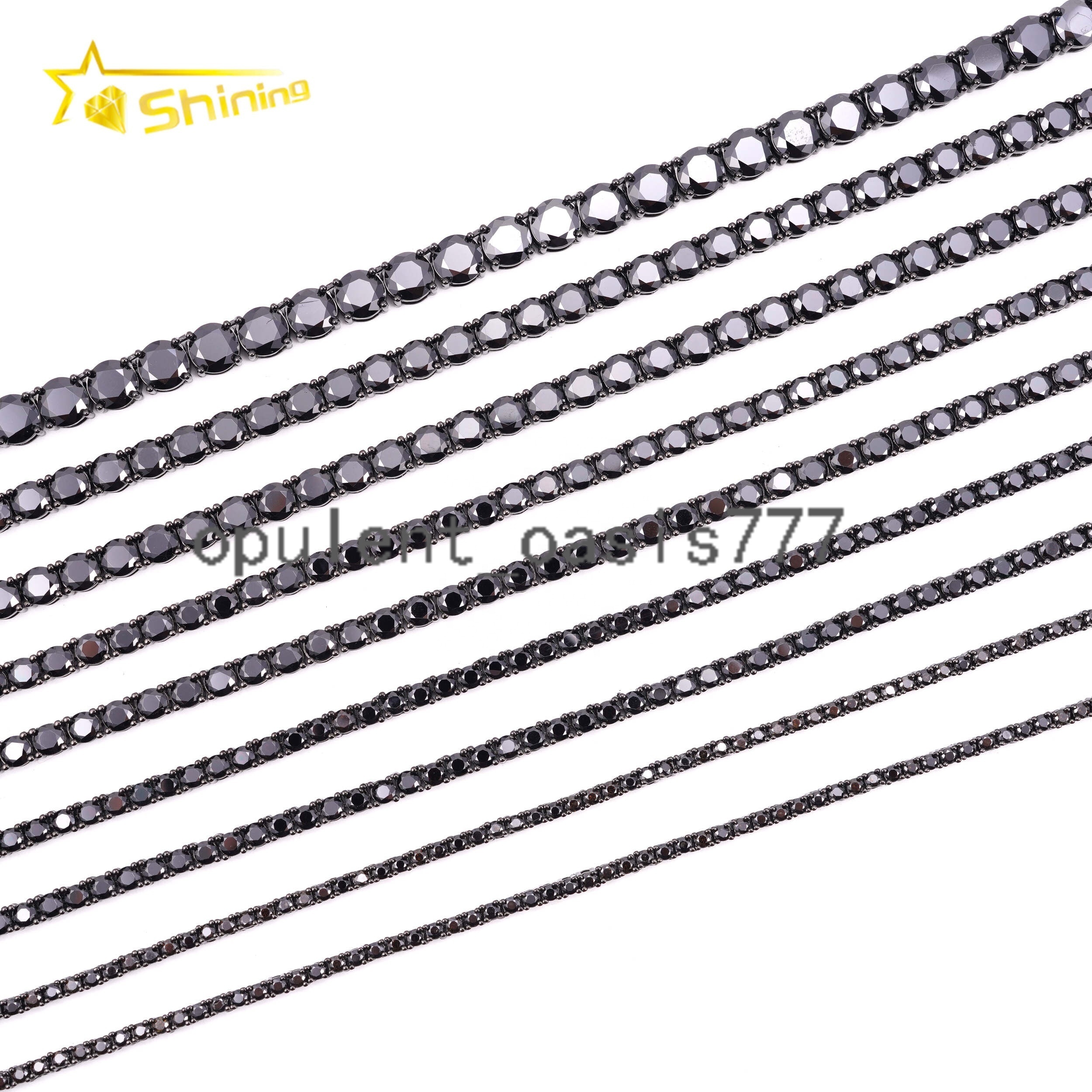 Hip Hop Jewelry GRA Certificate Black Gold Plated 925 Silver Necklace Black Moissanite Tennis Chain