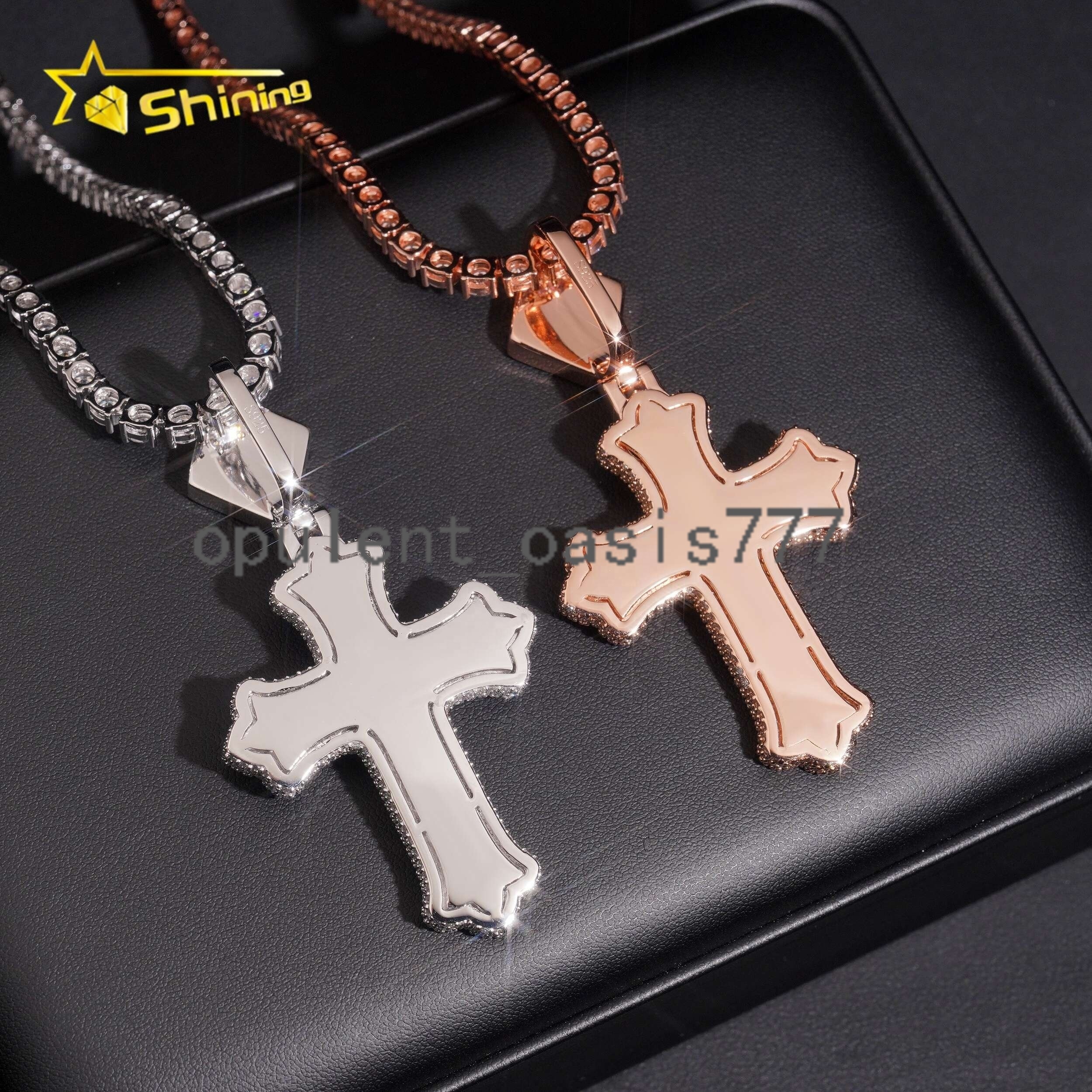 Hot Selling Hip Hop Style 925 Sterling Silver High Quality Iced Out Cross Colorful Moissanite Pendants