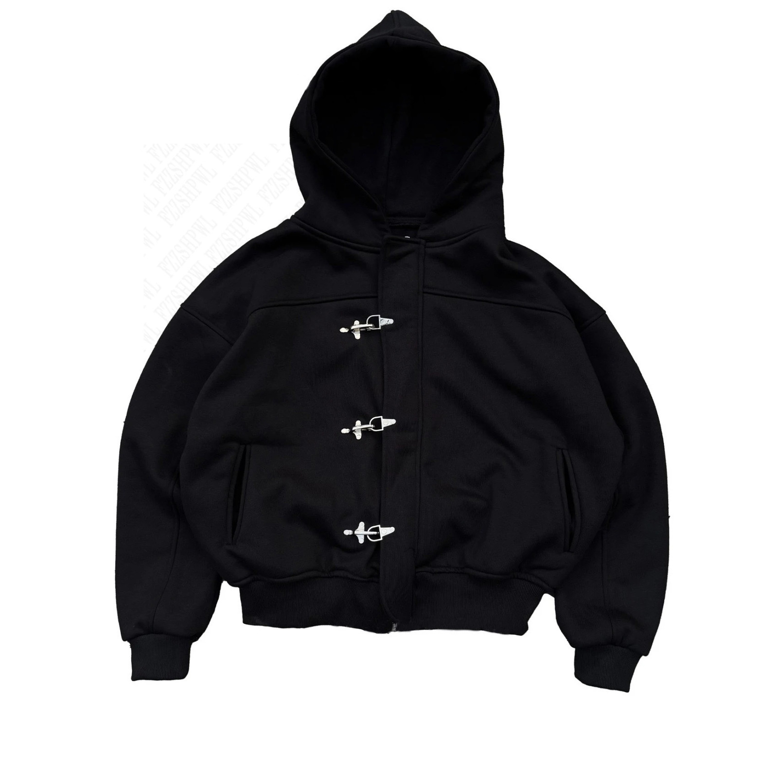 Fashionable American retro y2k sense high street personality button solid color hoodie long sleeve pullover hoodie jacket 260327