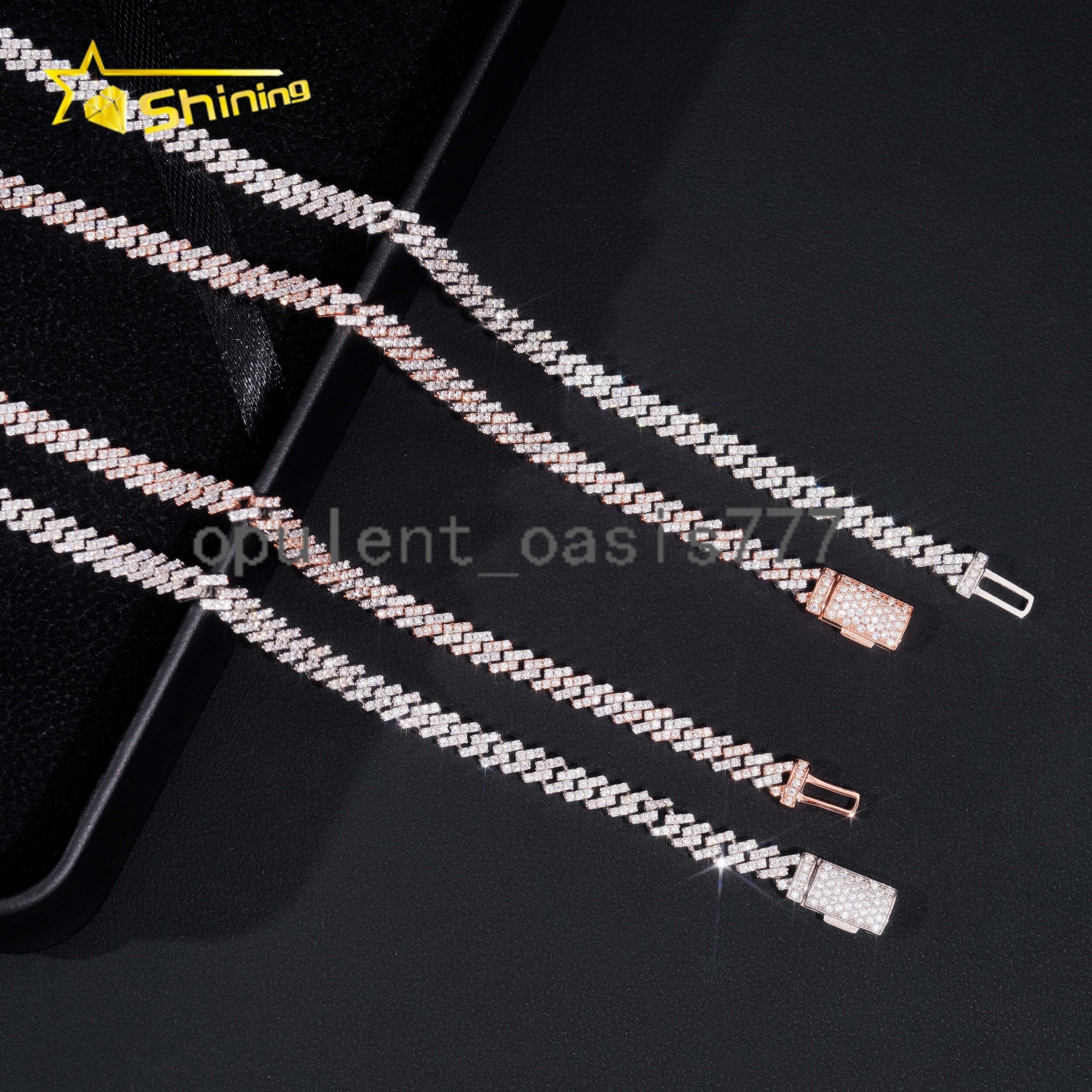 Pass Diamond Tester Iced Out One Row Hip Hop Thin 5mm Width 925 Sliver Moissanite Cuban Link Chain