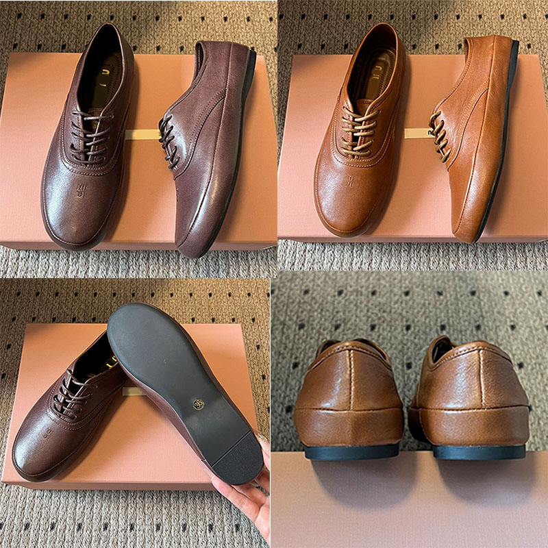 Women New Arrivals Nappa leather laced shoes luxury Soft leather comfortable casual shoes retro functionality light silhouette TPU sole ladies exquisite loafers