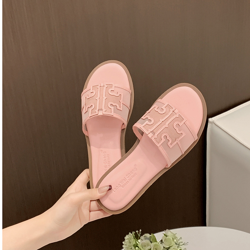 New free shipping designer slippers for womens flat sandals black brown pink Fashionable and versatile Flat bottomed beach slippers oversized for oute