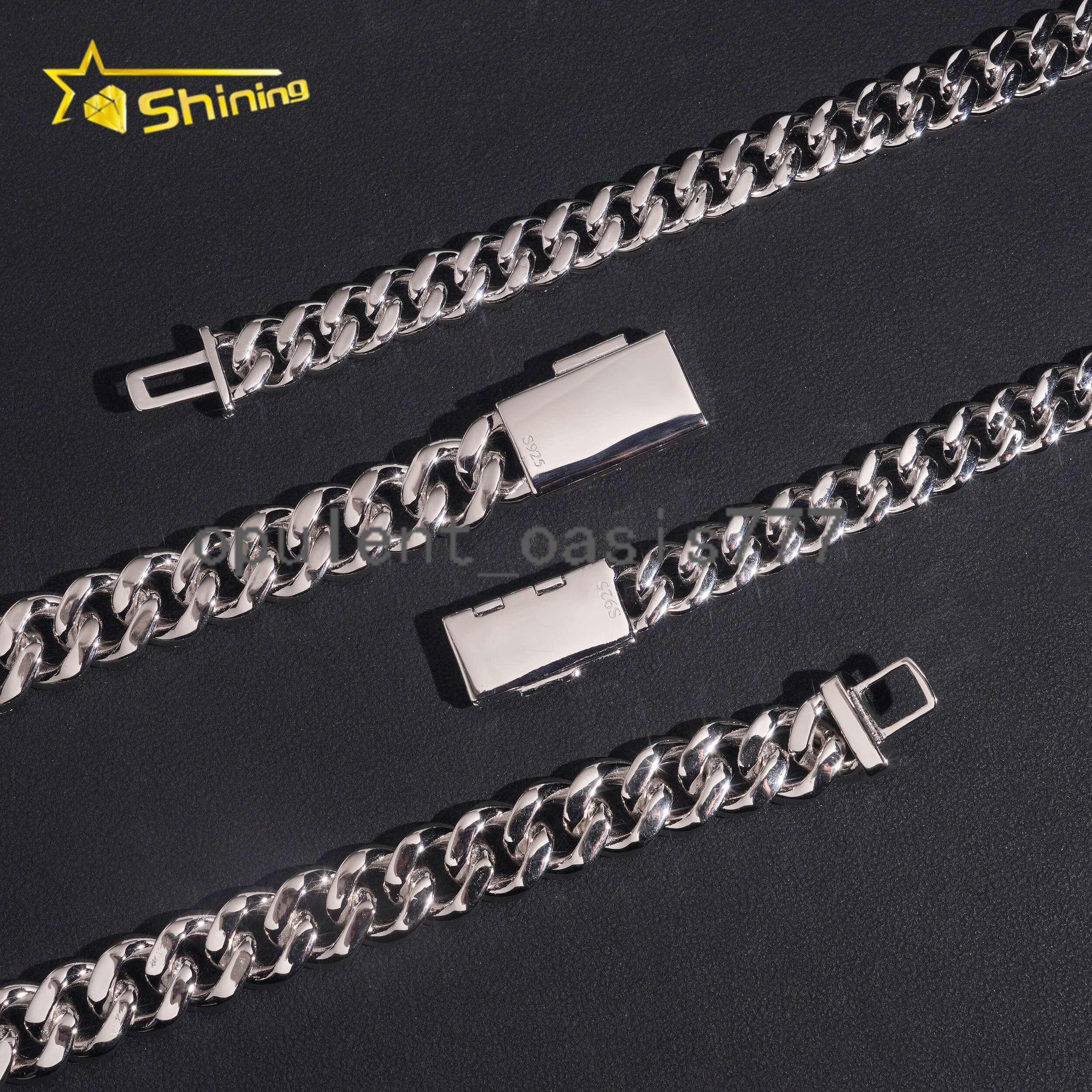 Hip Hop Jewelry 925 Silver 2Rows 10mm 13mm VVS Moissanite Cuban Link Chain Custom Iced Out Cuban Link for Men