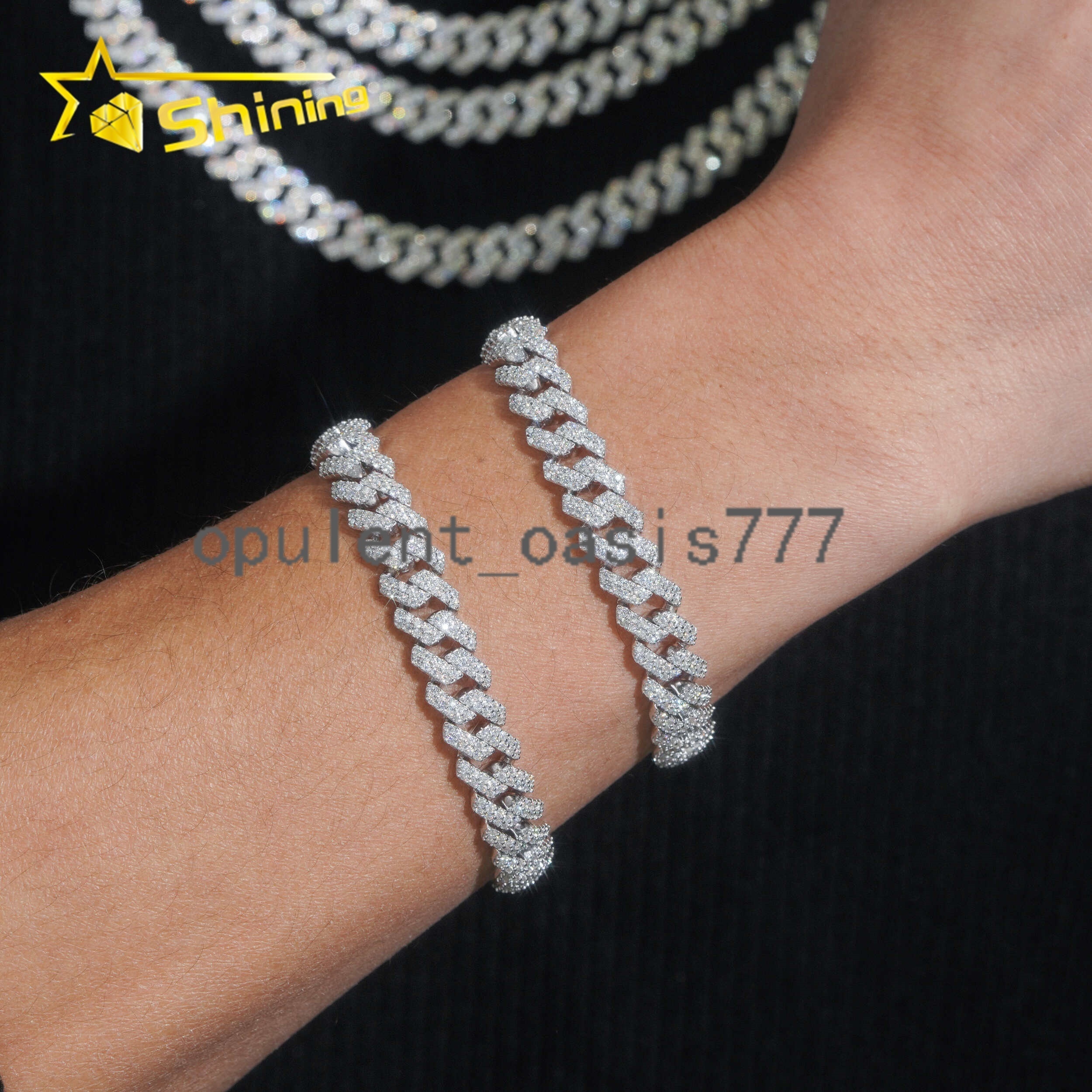 Local Stock Fast Shipping 10mm 925 Silver Iced Out Hip Hop GRA Certificate Moissanite Cuban Link Chain