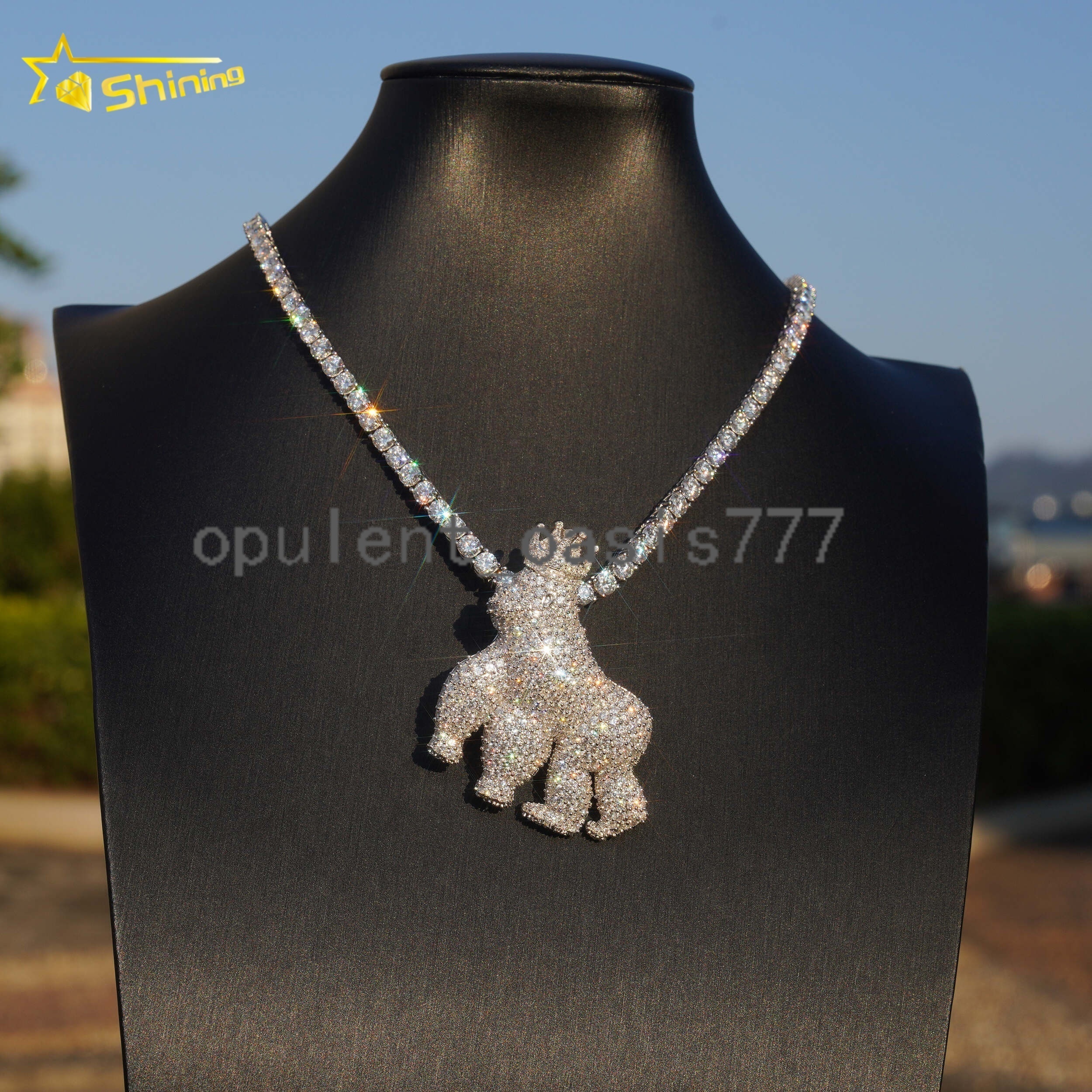 Pass Diamond Tester 925 Silver Hip Hop High Quality Gorilla Iced Out VVS Moissanite Pendant