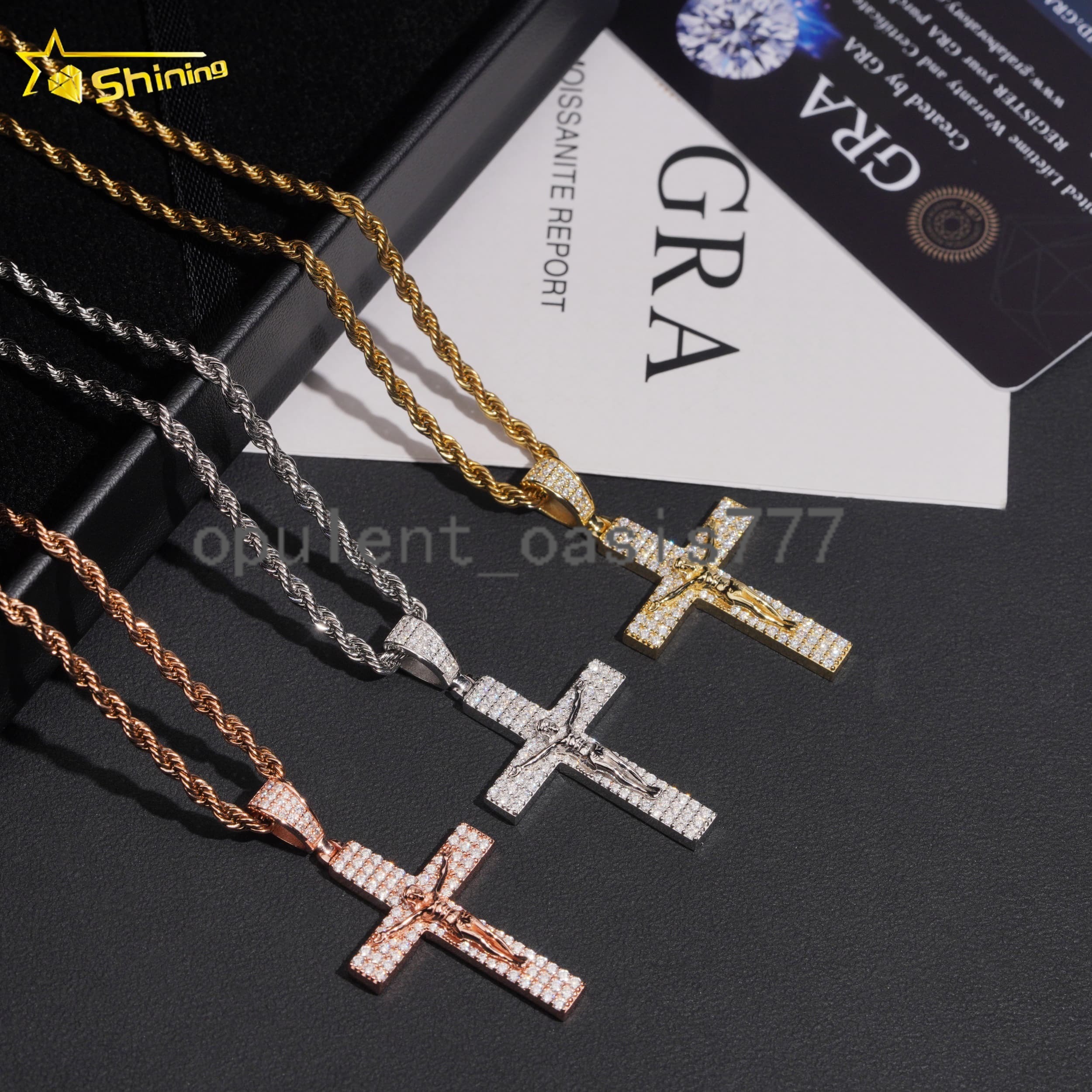 New Design Fully Iced Out MoissaniteJesus Pendant Hip Hop Jewelry Men Women 925 Silver Moissanite Cross Pendant Charms