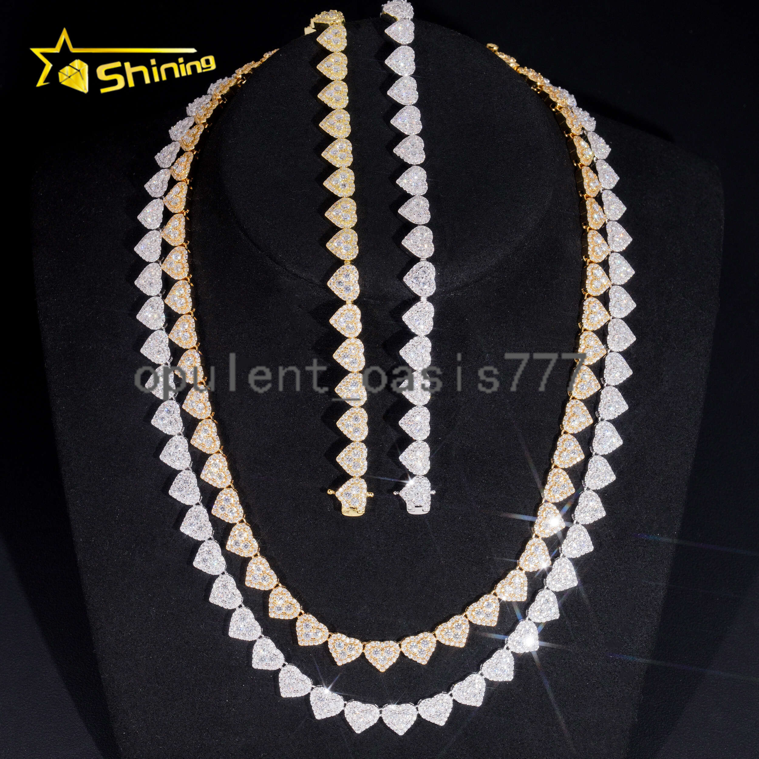 Wholesale Price Sterling Silver 925 Iced Out Vvs Moissanite Fine Hip Hop Jewelry Heart Cuban Link Chain Bracelet for Women