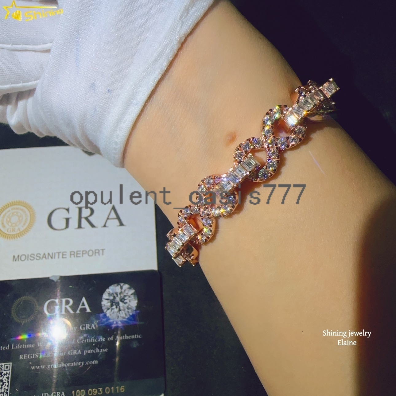 Fashion High Quality GRA Certificated Hip Hop Sterling Silver 925 8mm Vvs Moissanite Cuban Link Chain Moissanite Bracelet