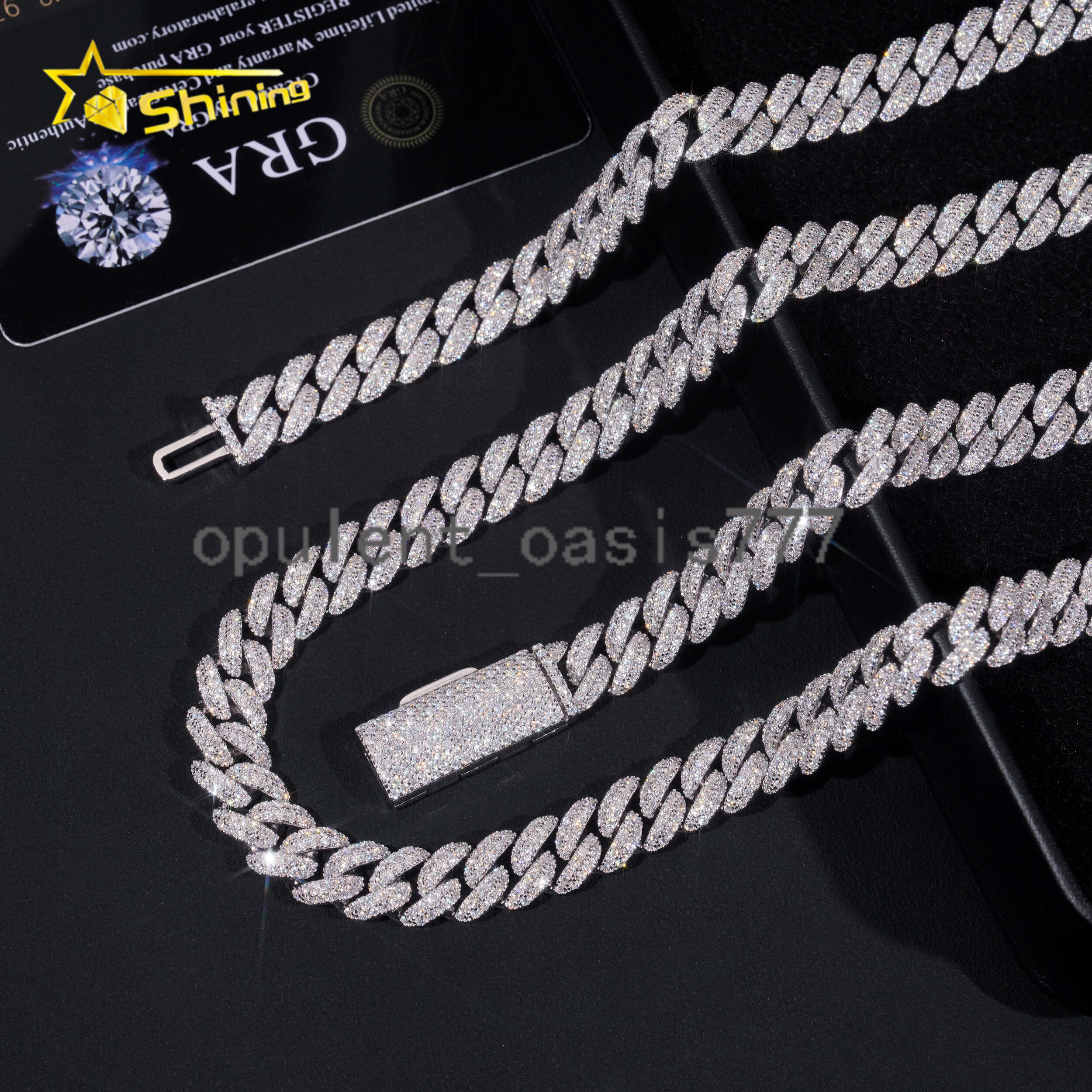 Factory Price Hip Hop Jewelry 10mm Solid 925 Sterling Silver Gold Plated GRA VVS Iced Out Moissanite Miami Cuban Link Chain