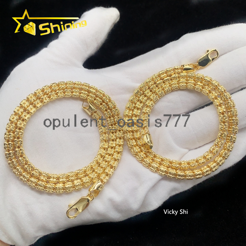 Fine Jewelry Gold Plated 925 Sterling Silver 4MM Link Chain Necklace Fashion Men Hip Hop Rope Chain Necklace