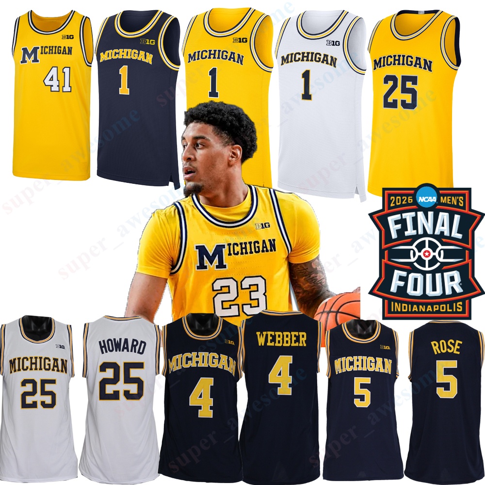 23 Yaxel Lendeborg MichiganS Wolverine Basketball Jersey Morez Johnson Jr Aday Mara Trey McKenney Elliot Cadeau LJ Cason Franz Wagner Jalen Rose Chris Webber Poole