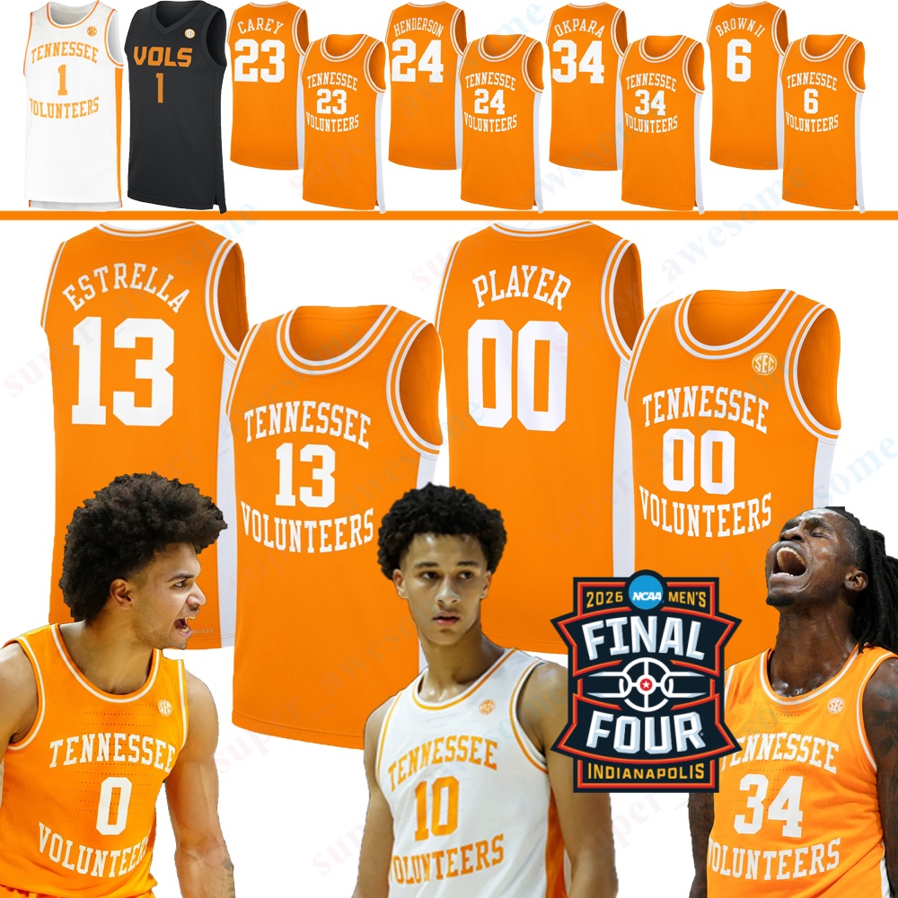 2026 Final Four Tennessee Volunteers Basketball Jersey Nate Ament JaKobi Gillespie JP Estrella Felix Okpara DeWayne Brown II Admiral Schofield Ellis Richardson