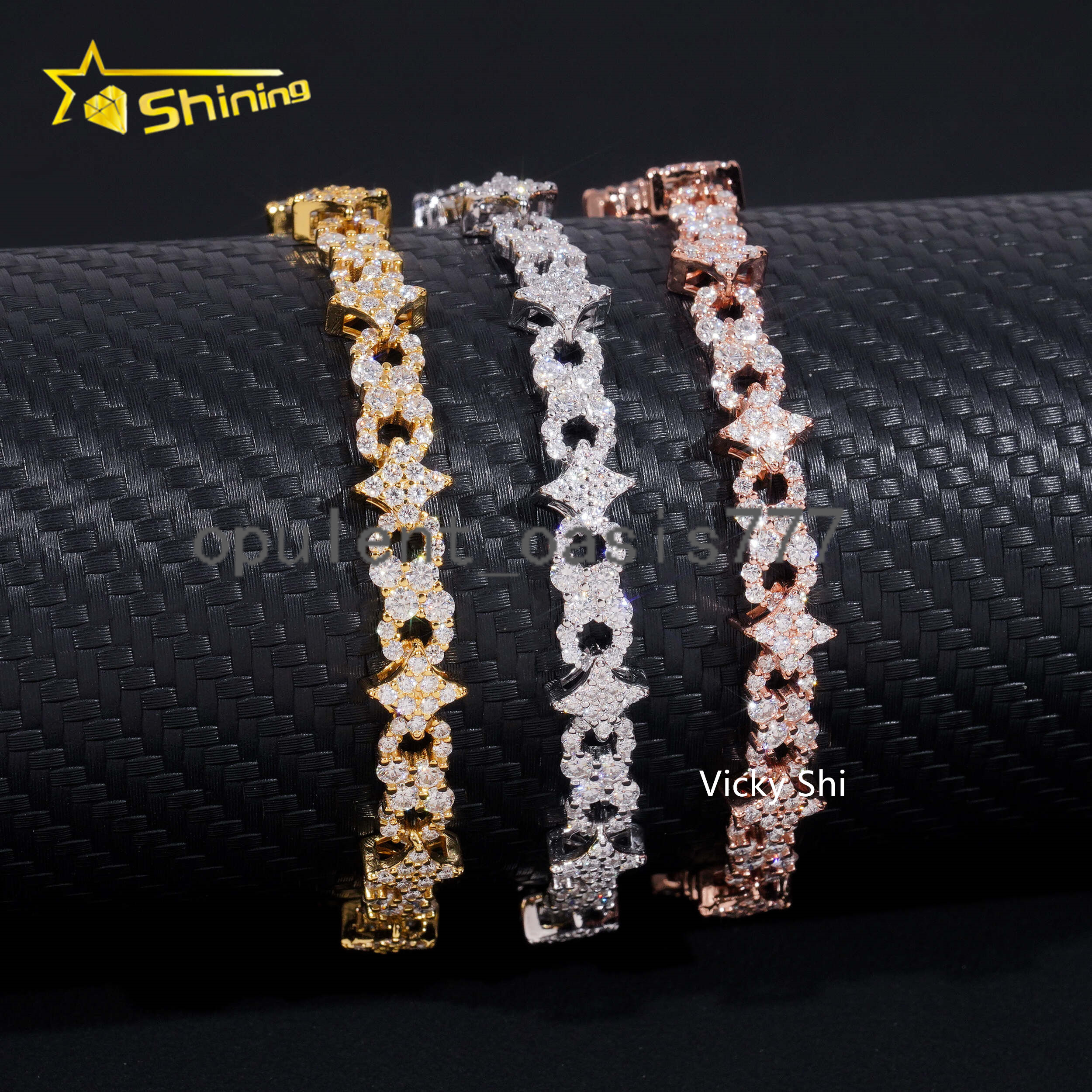 Hot Sell Moissanite Tennis Bracelet Fine Jewelry 925 Silver Man Bracelet Iced Out Mixed Design Flower Cross Moissanite Bracelet