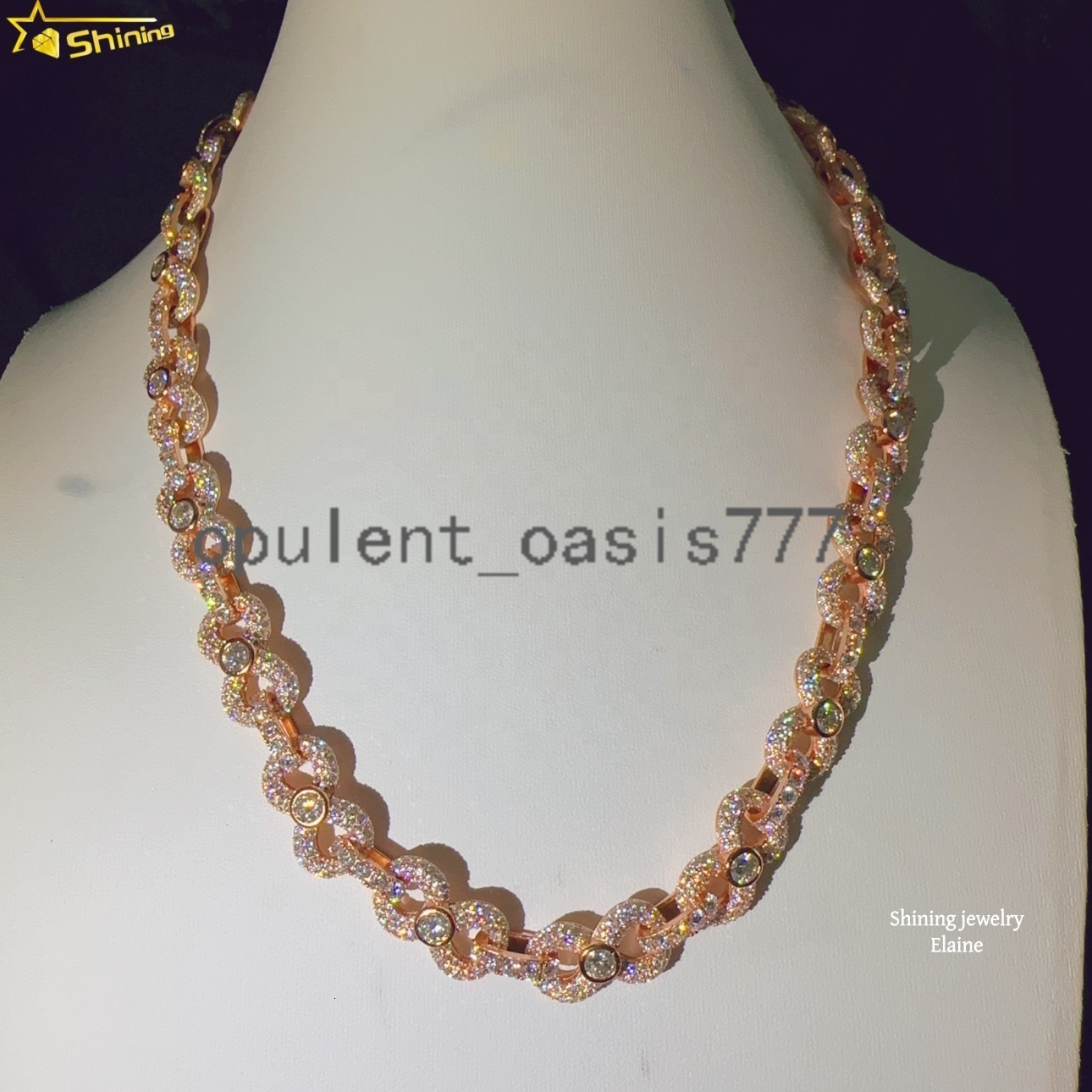 Hip Hop Custom Iced Out Fine Jewelry High Quality Diamond Fashion 925 Sterling Silver VVS Moissanite Cuban Link Chain Necklace