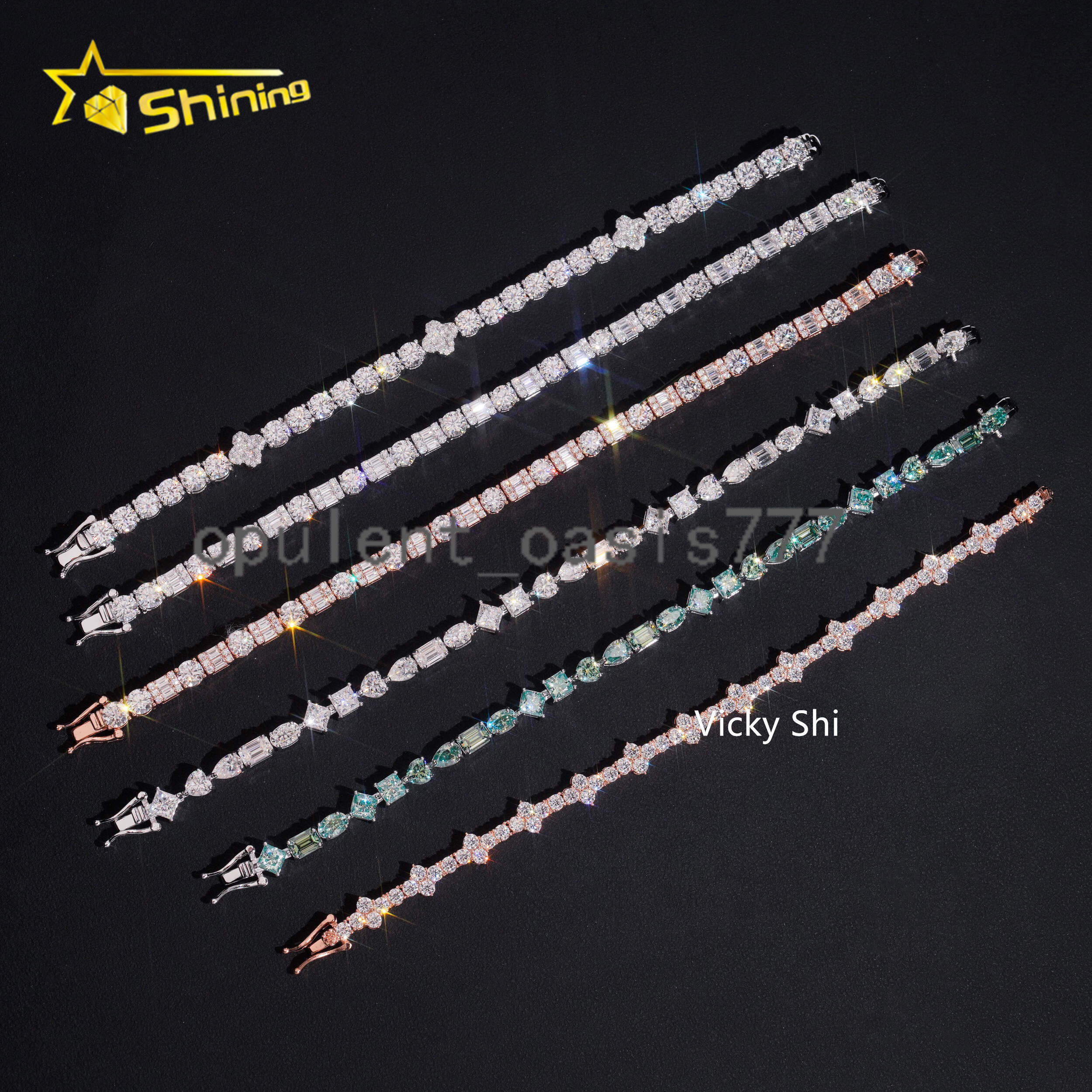 Hot Selling Moissanite Bracelet Women Men Iced Out Fine Jewelry 925 Sterling Silver Moissanite Cross Bracelet Tennis Chain