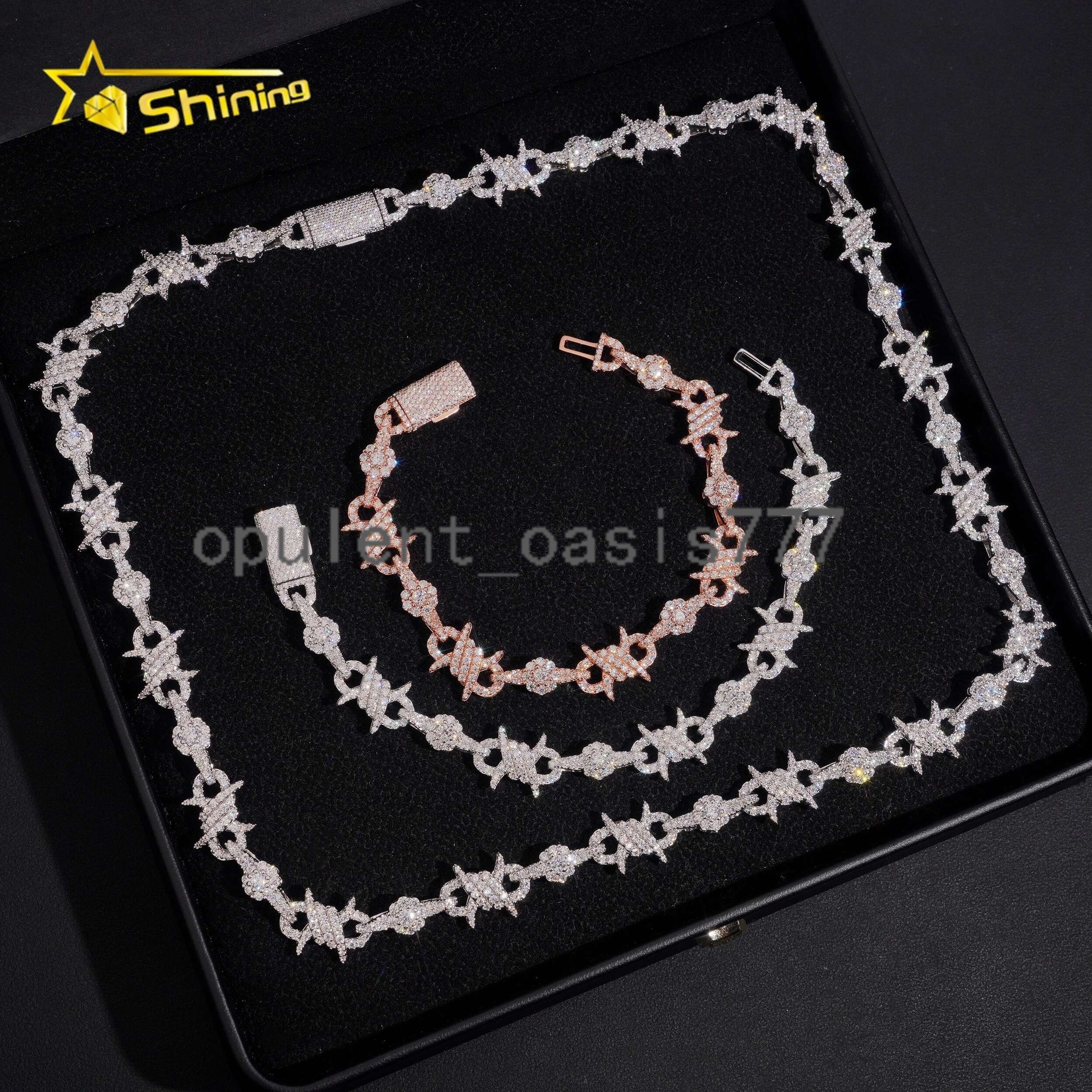 Hip Hop Jewelry Iced Out New Style 925 Sterling Silver Moissanite Cuban Link Chain Necklace