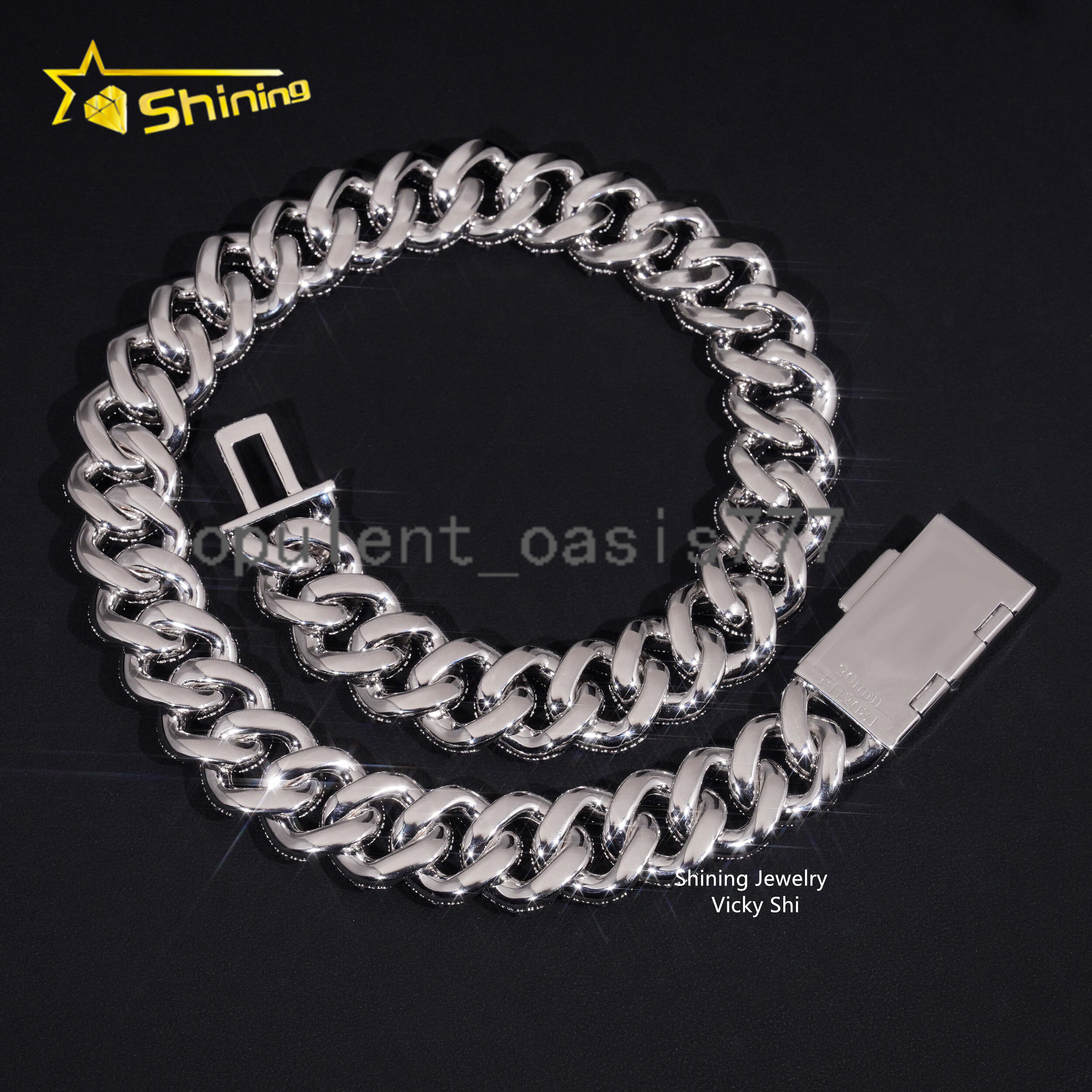 Trendy Big Size Heavy 925 Silver 20MM Width Miami Moissanite Cuban Link Chain Custom Iced Out Hip Hop Necklace for Men Women