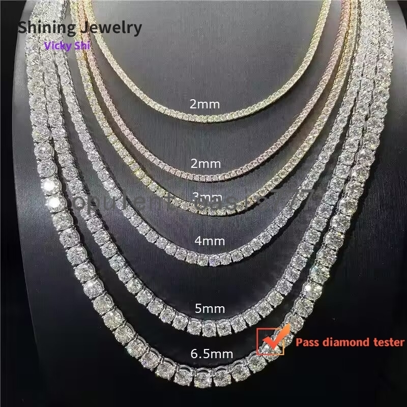 Wholesale Price 925 Silver Pass Diamond Tester 2mm 3mm 4mm 5mm 65mm Moissanite Tennis Bracelet Necklace
