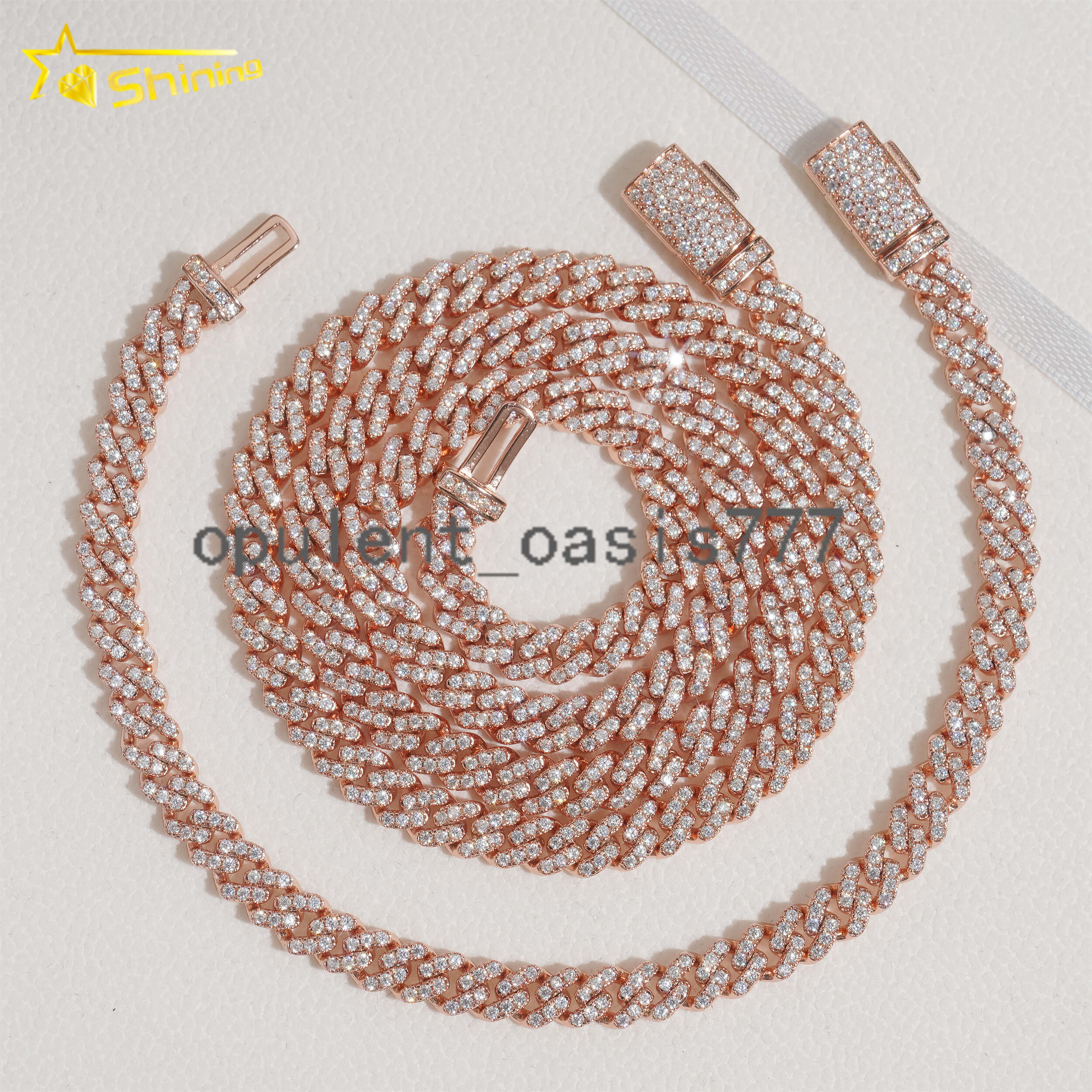 Hot Selling Hip Hop Cuban Necklace Iced Out 925 Sterling Silver Gold Plated 6MM VVS Moissanite Diamond Cuban Link Chain